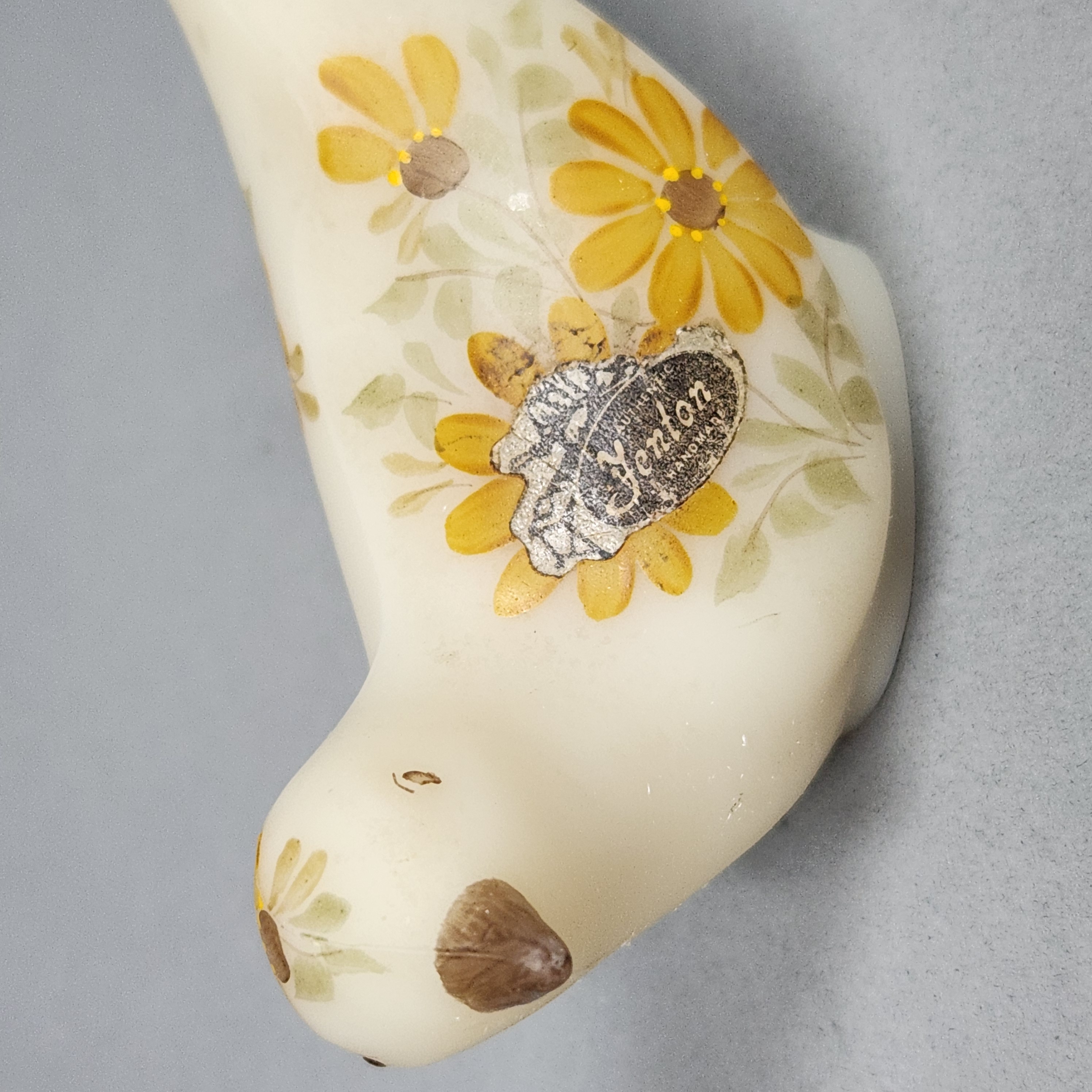 Fenton Custard Satin Glass Happiness Bird