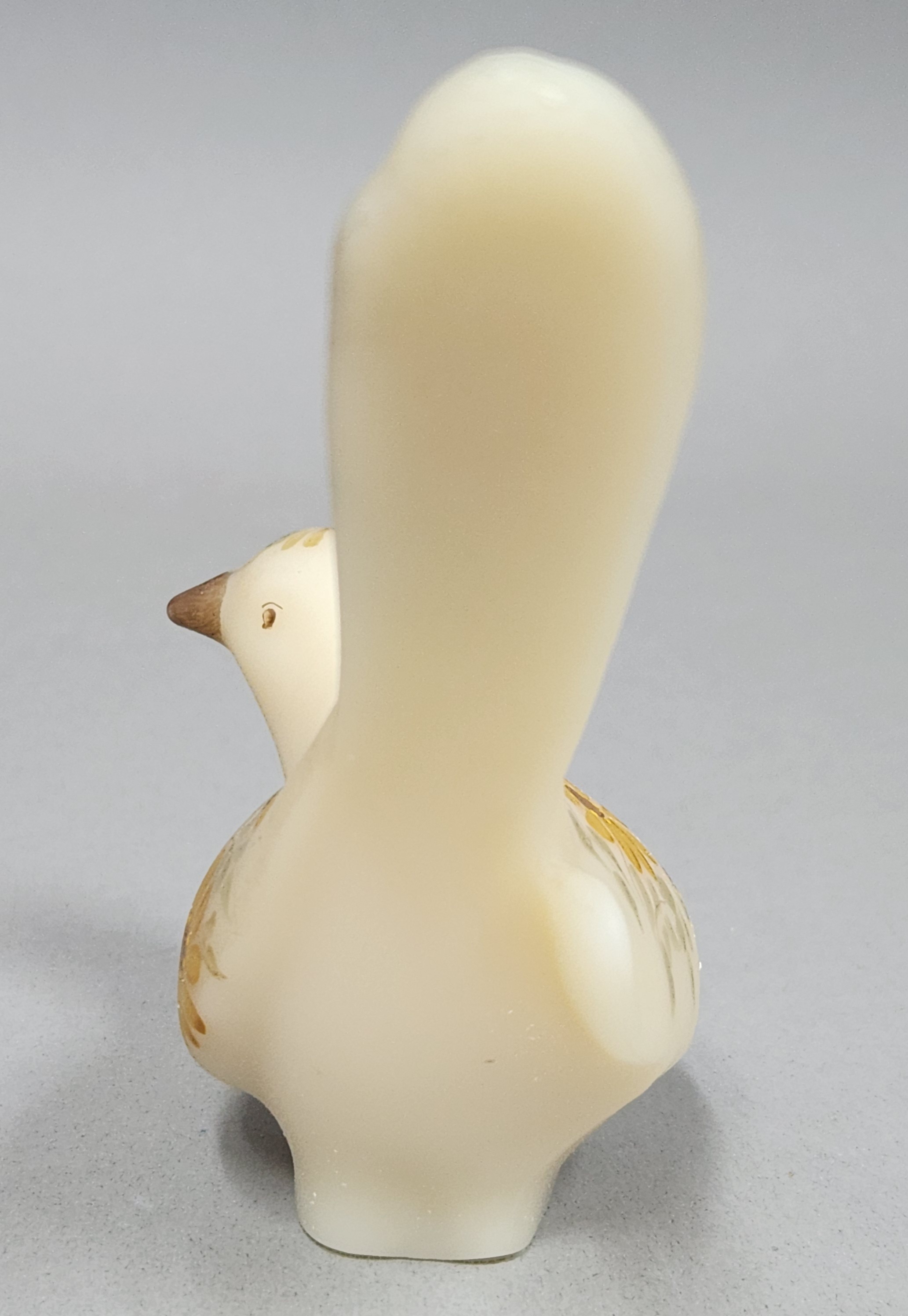 Fenton Custard Satin Glass Happiness Bird