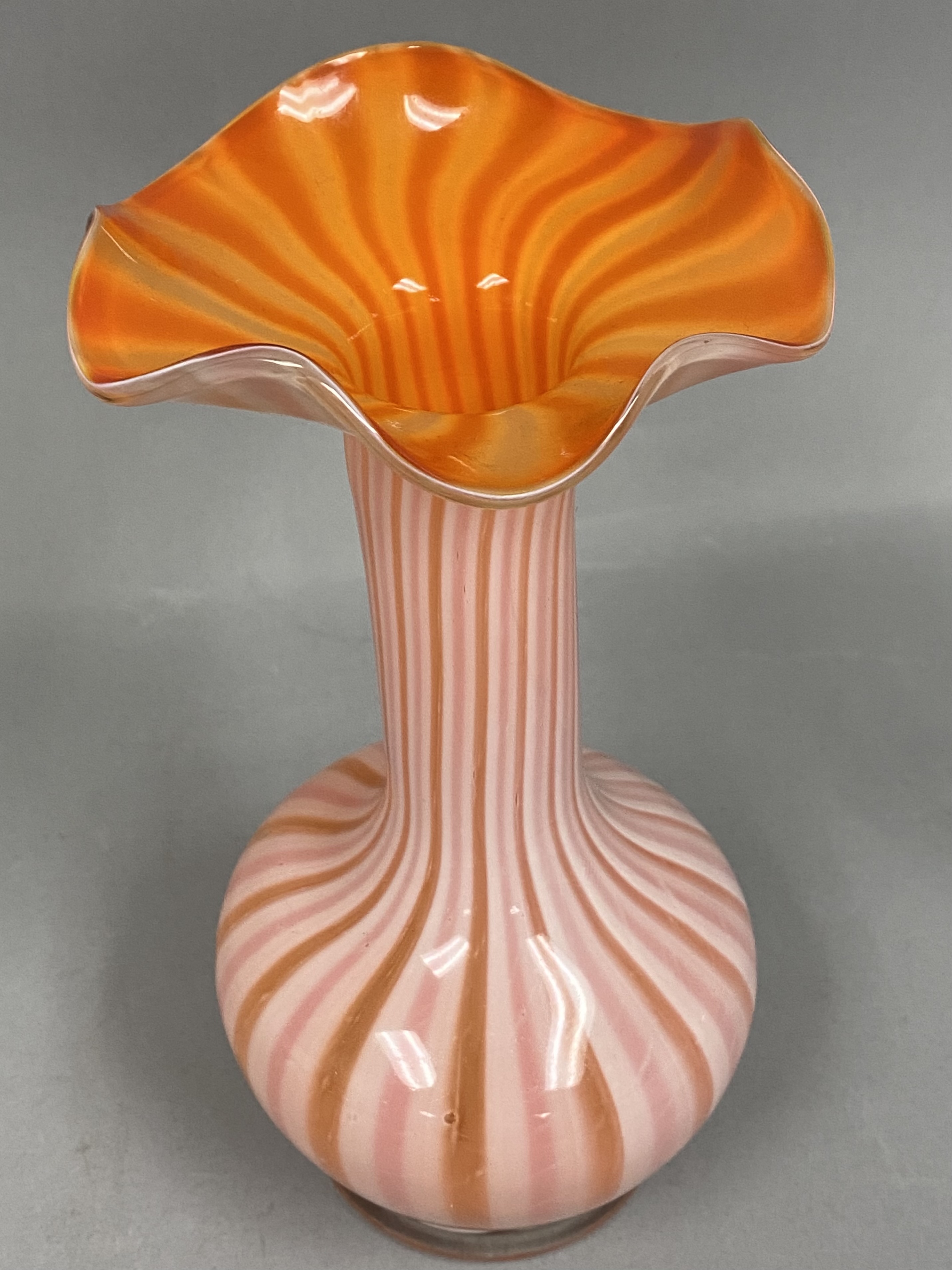 Art Glass Vase Ruffled Rim