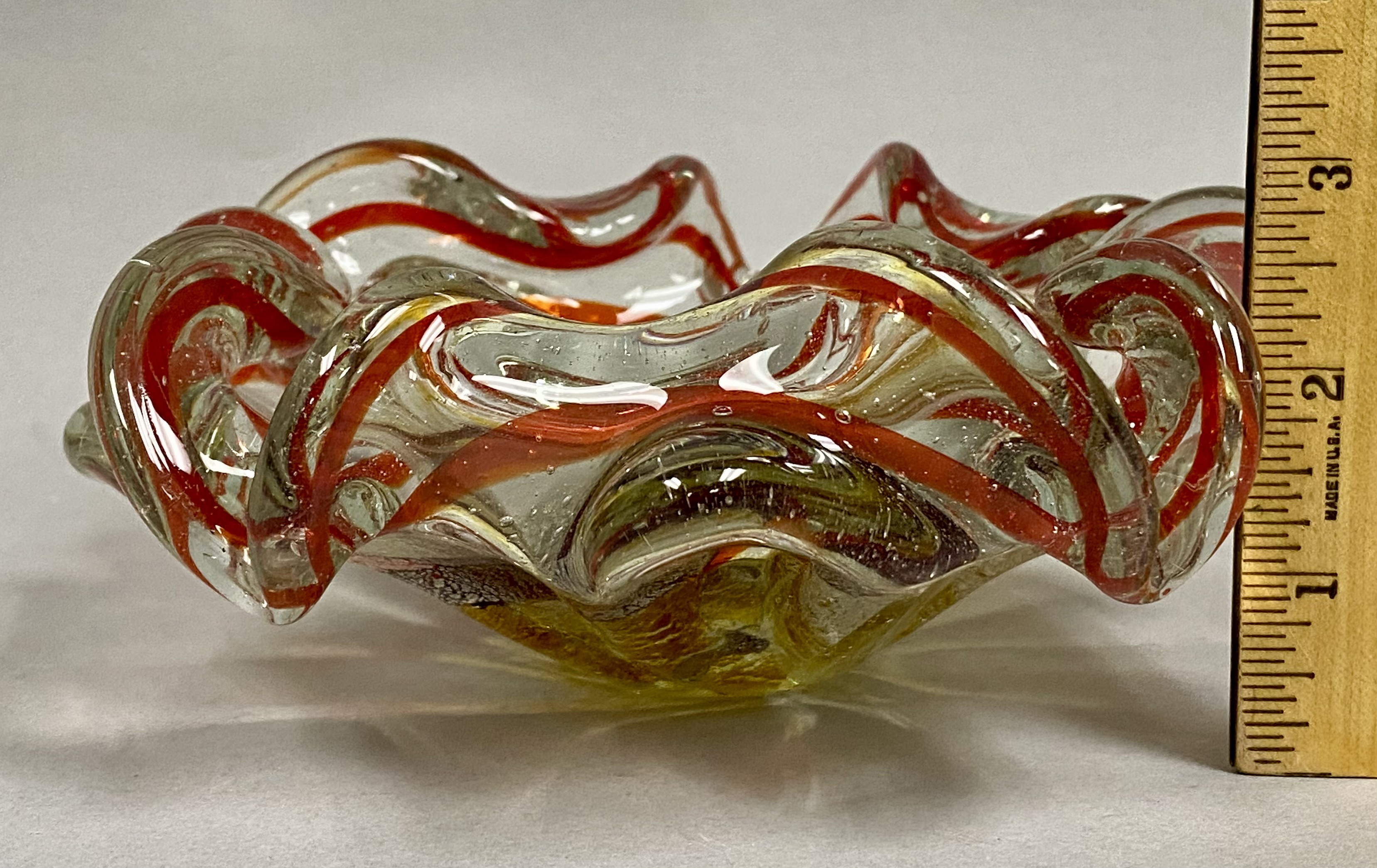 Murano Style Glass Ashtray with Foil Inclusions
