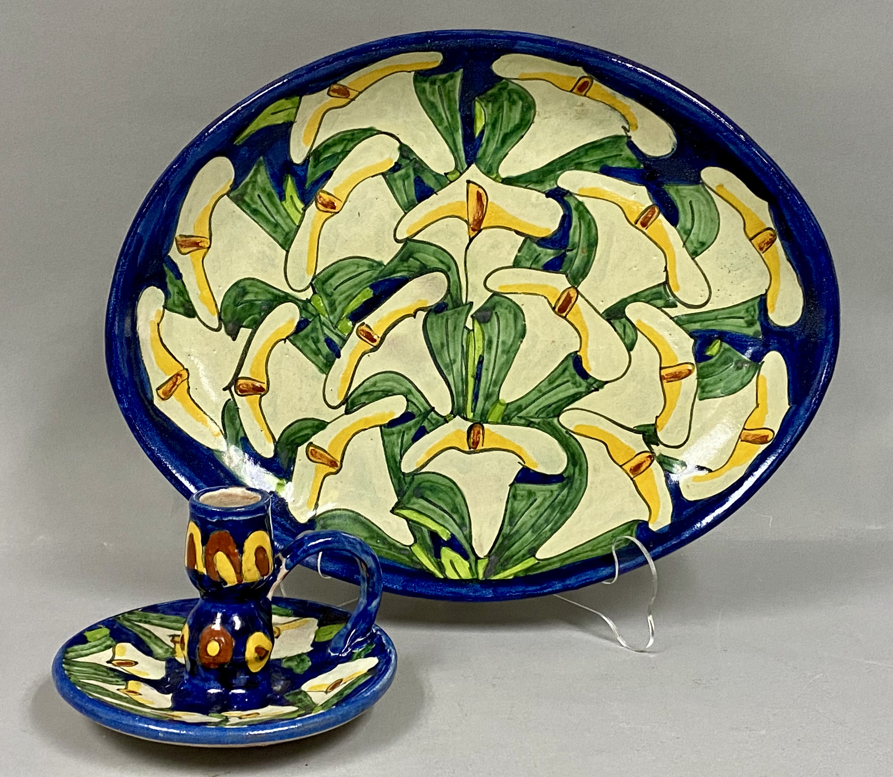 Mexican Alba Hand-Painted Pottery Calla Lily