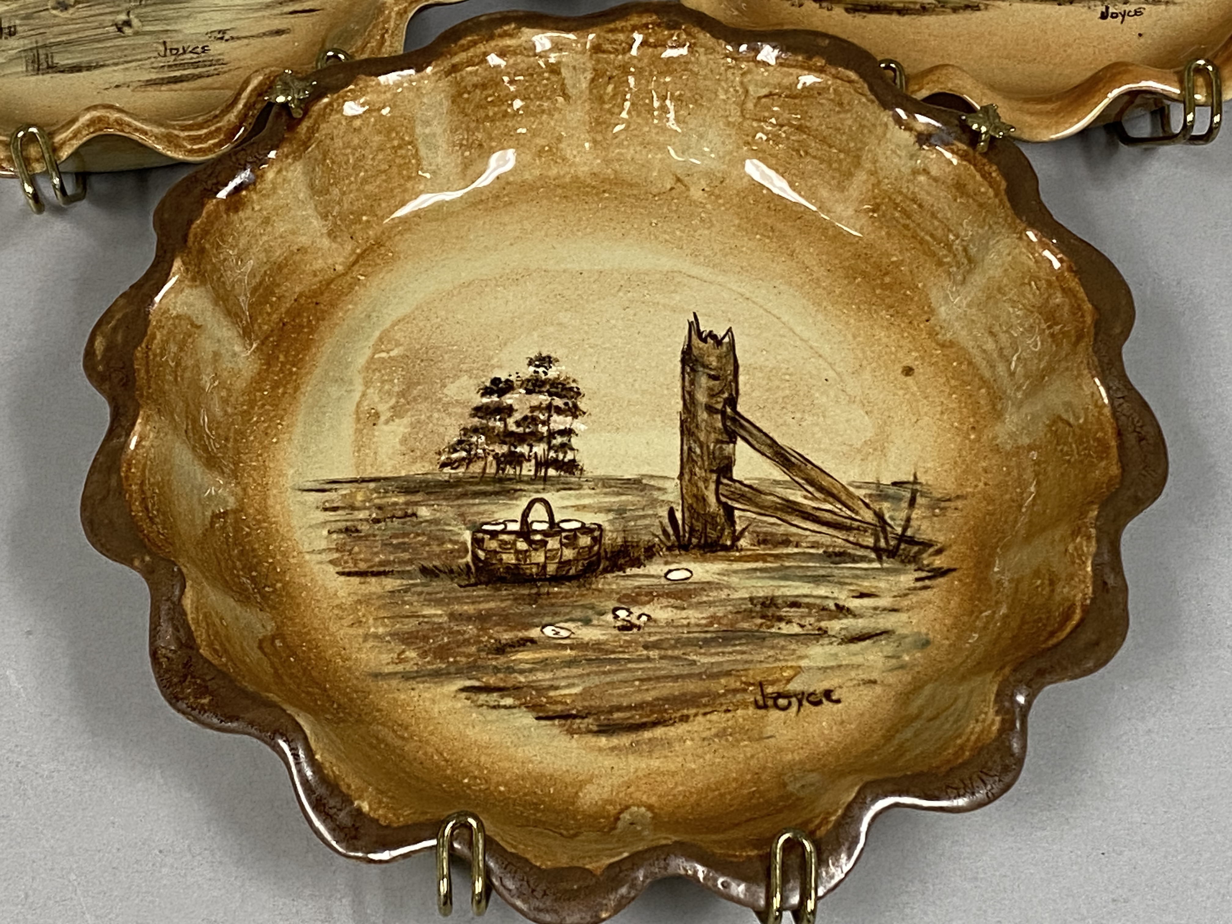 3 Rural Americana Folk Art Plates, 1982