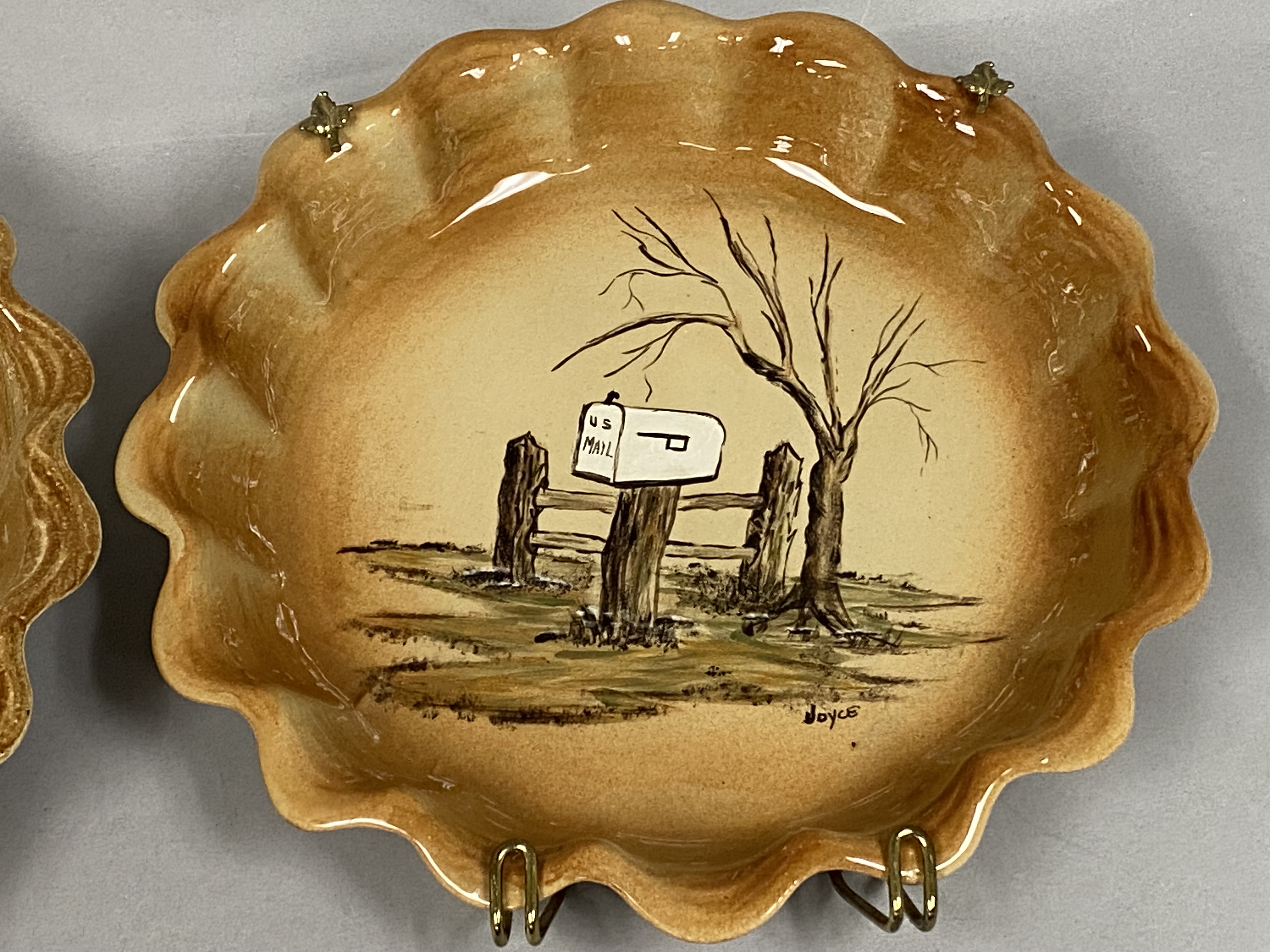 3 Rural Americana Folk Art Plates, 1982