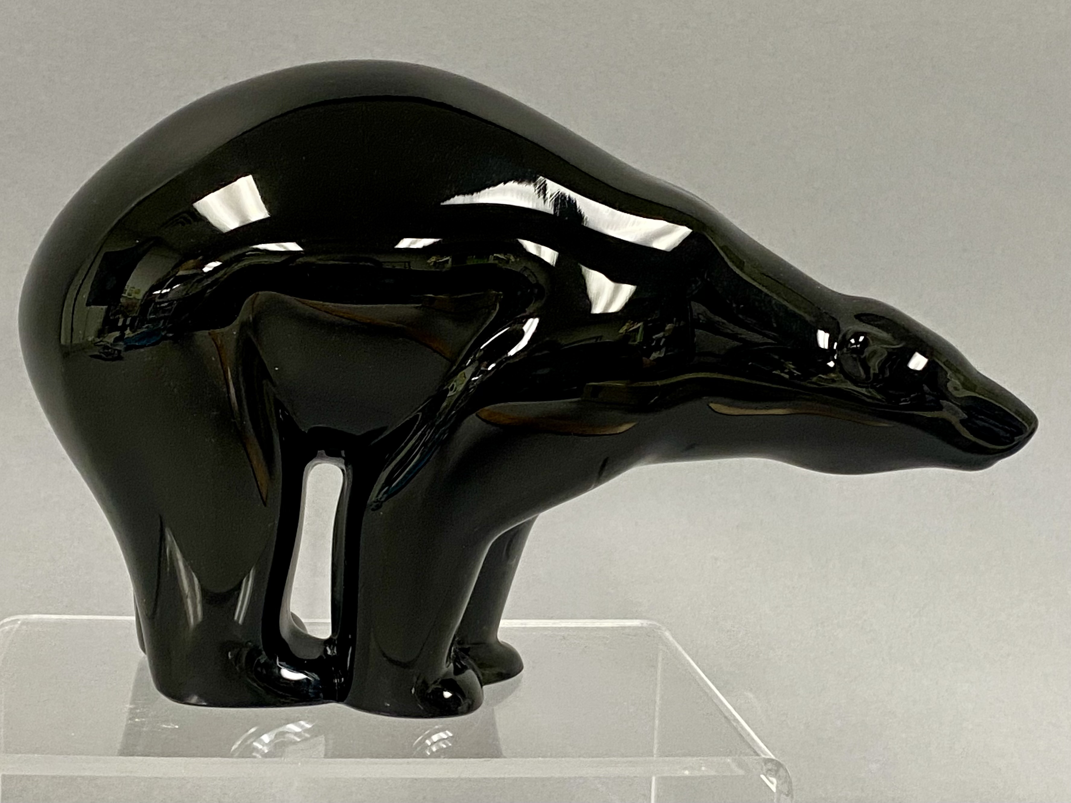 Baccarat Black Crystal Polar Bear Figurine