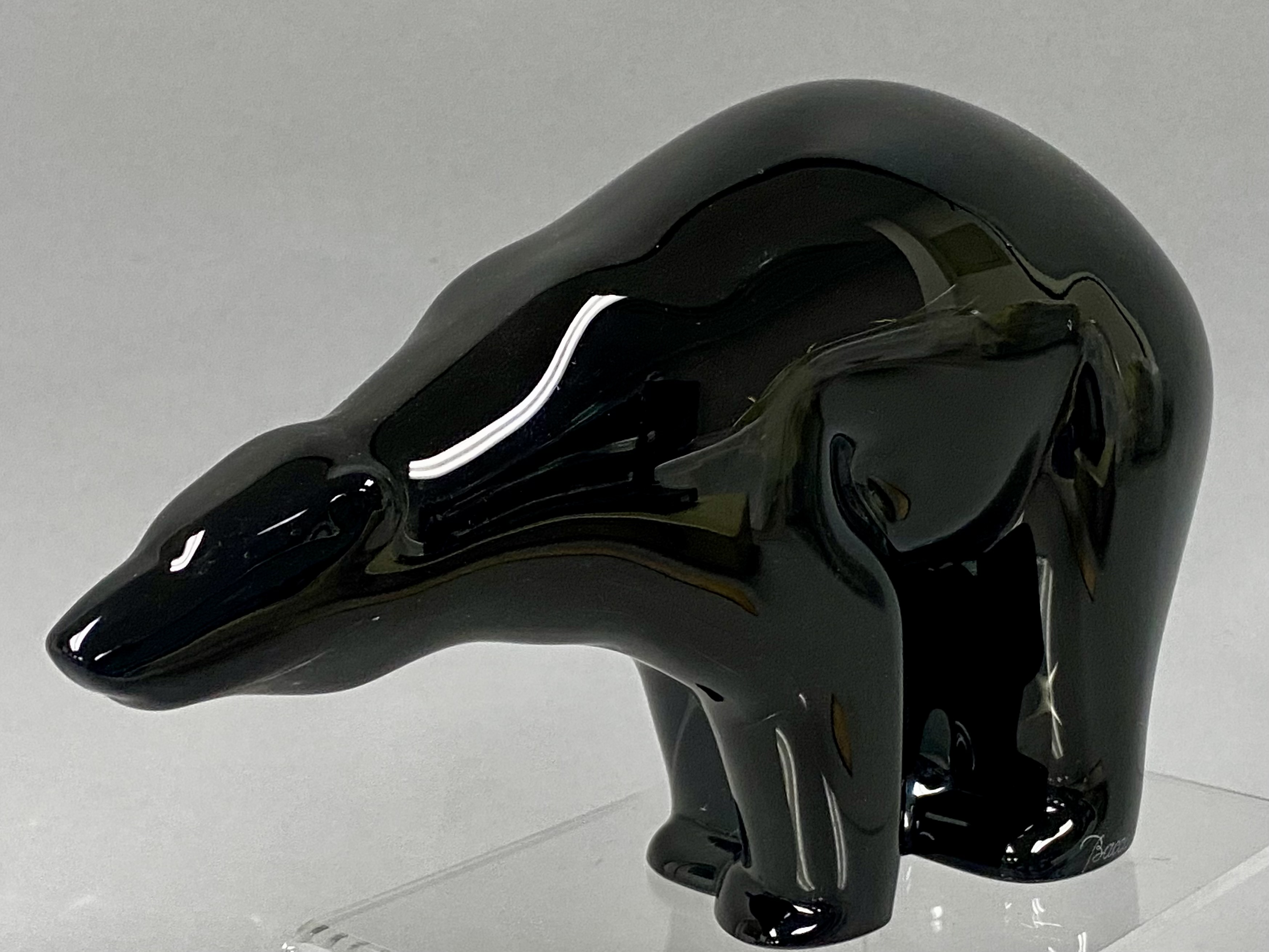 Baccarat Black Crystal Polar Bear Figurine