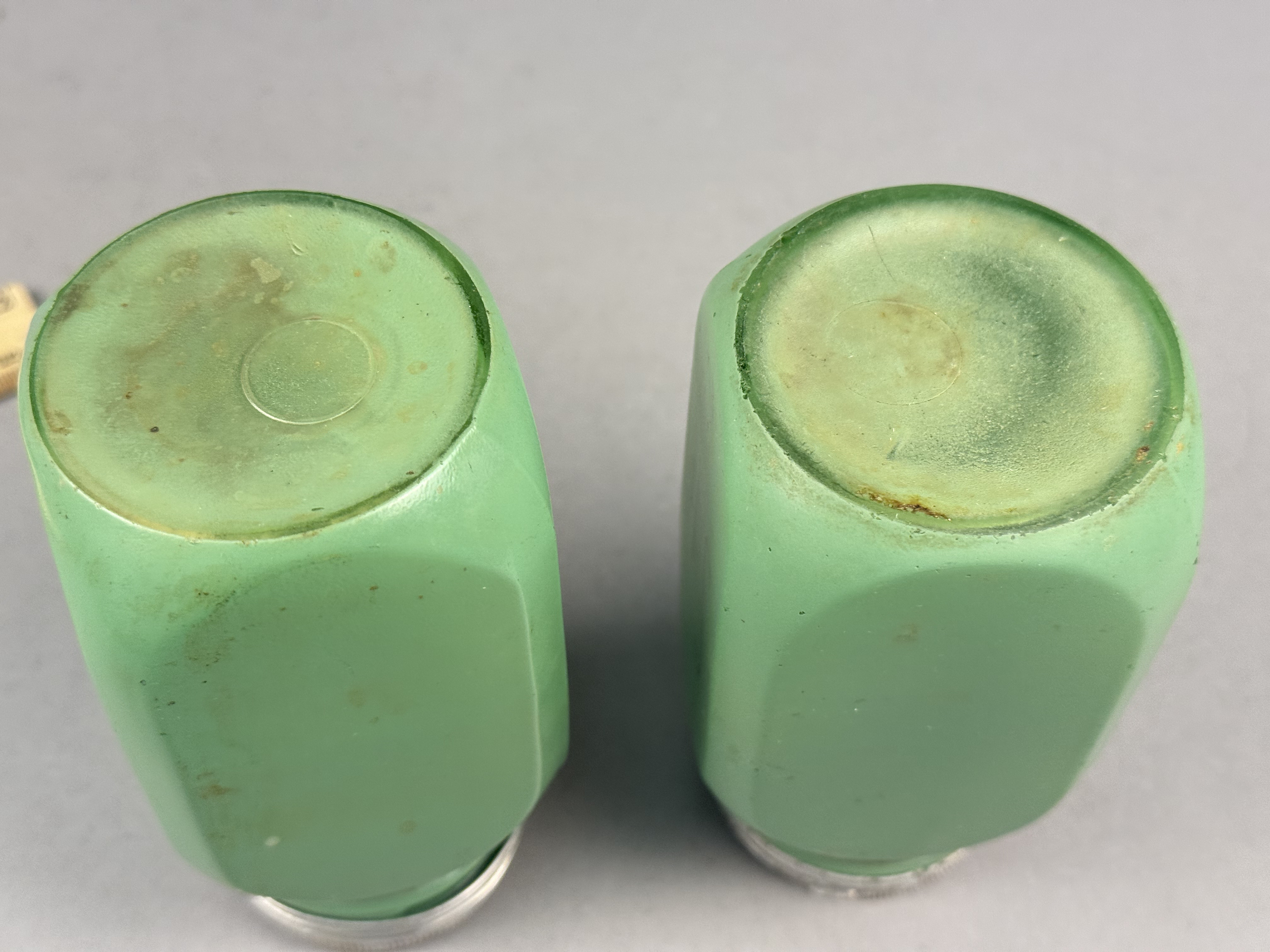 Jadeite Glass Arched Range Salt & Pepper Shakers