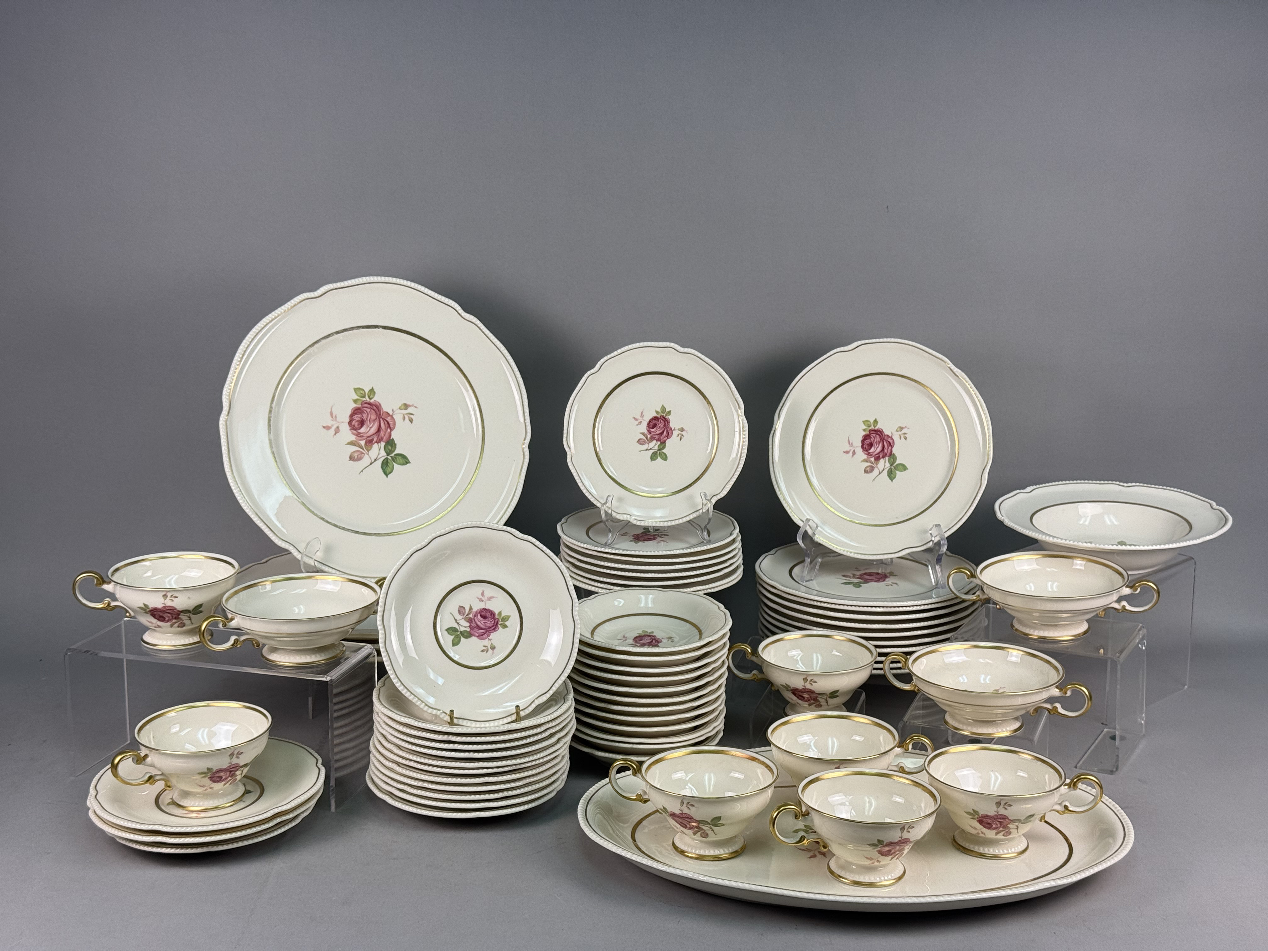 Large Collection of Gilt and Rose Porcelain China