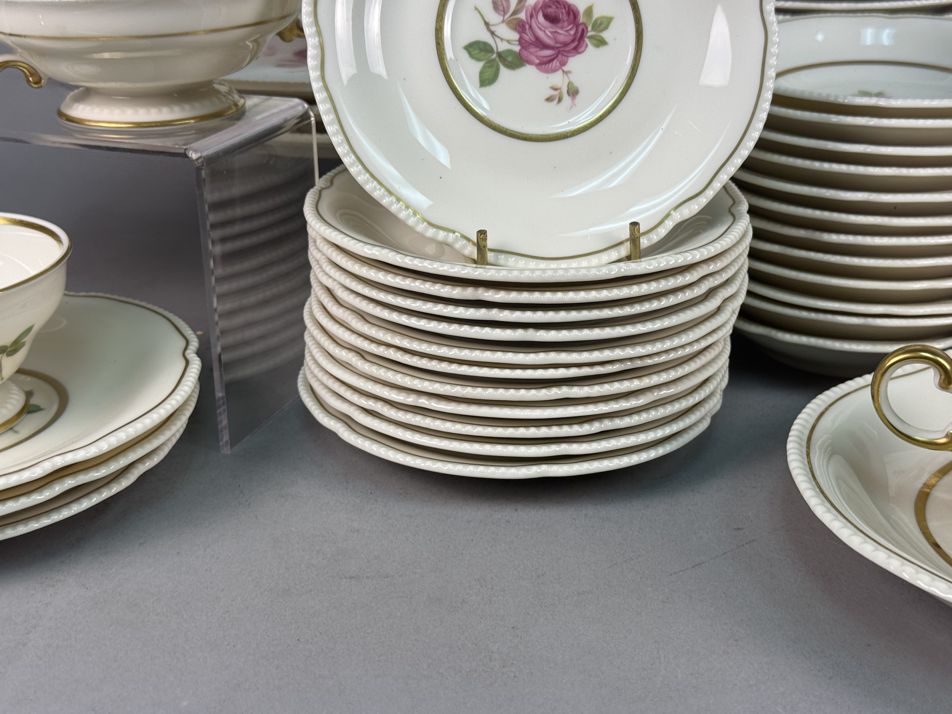 Large Collection of Gilt and Rose Porcelain China