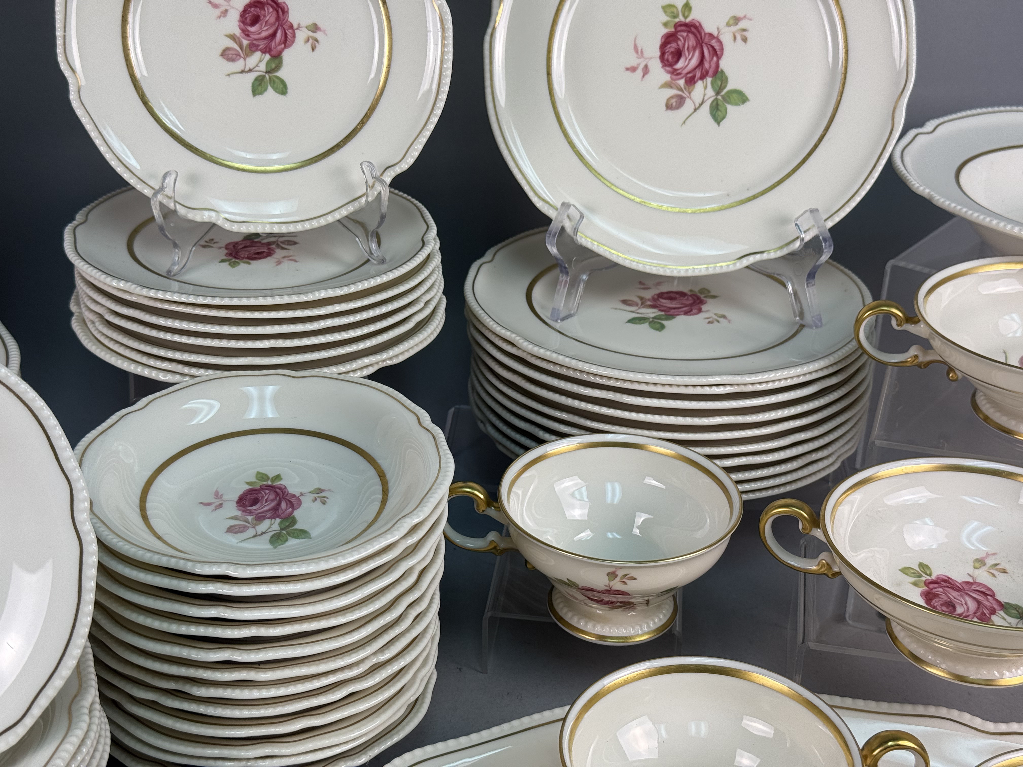 Large Collection of Gilt and Rose Porcelain China