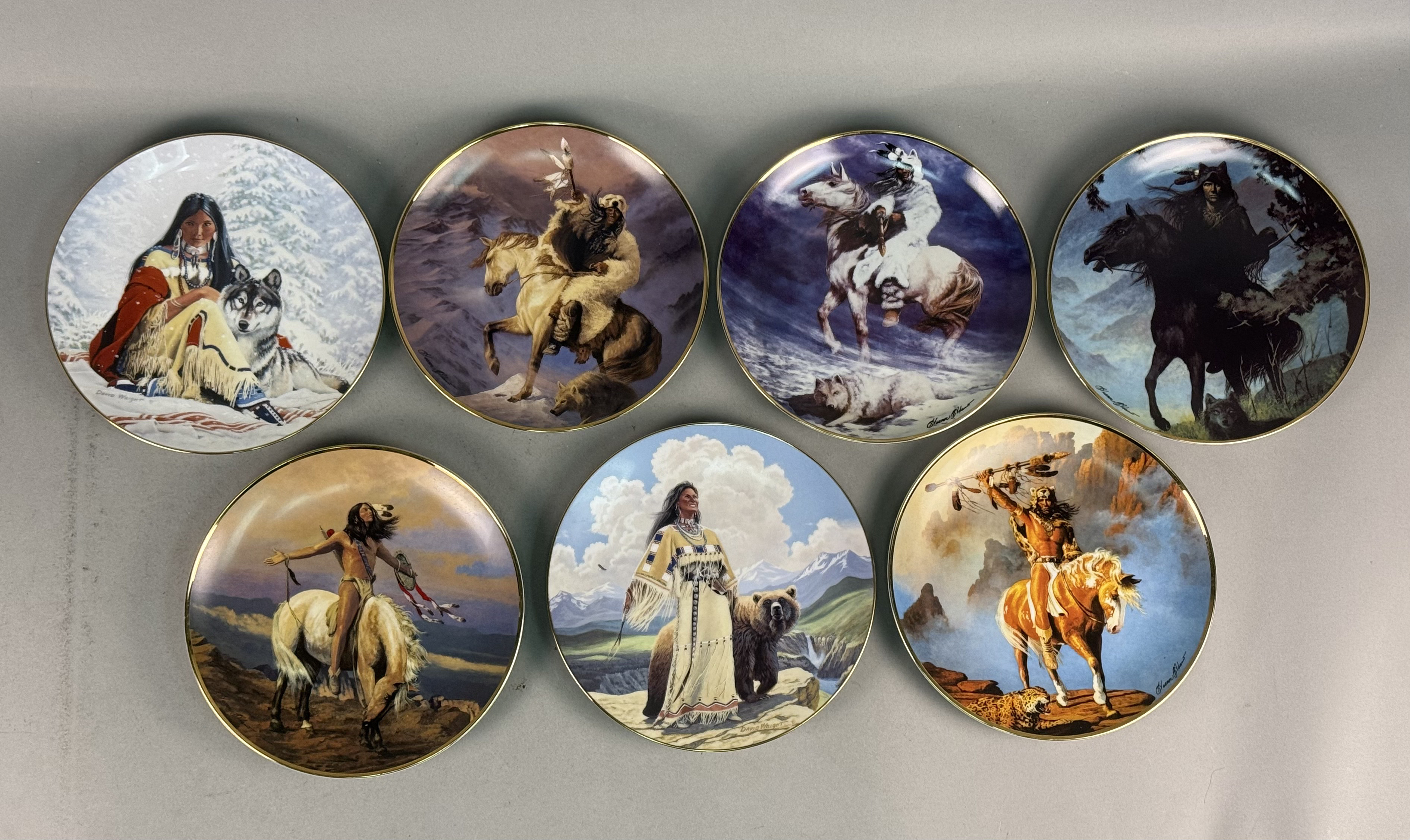 7 Native American Themed Plates by Franklin Mint & Hamilton