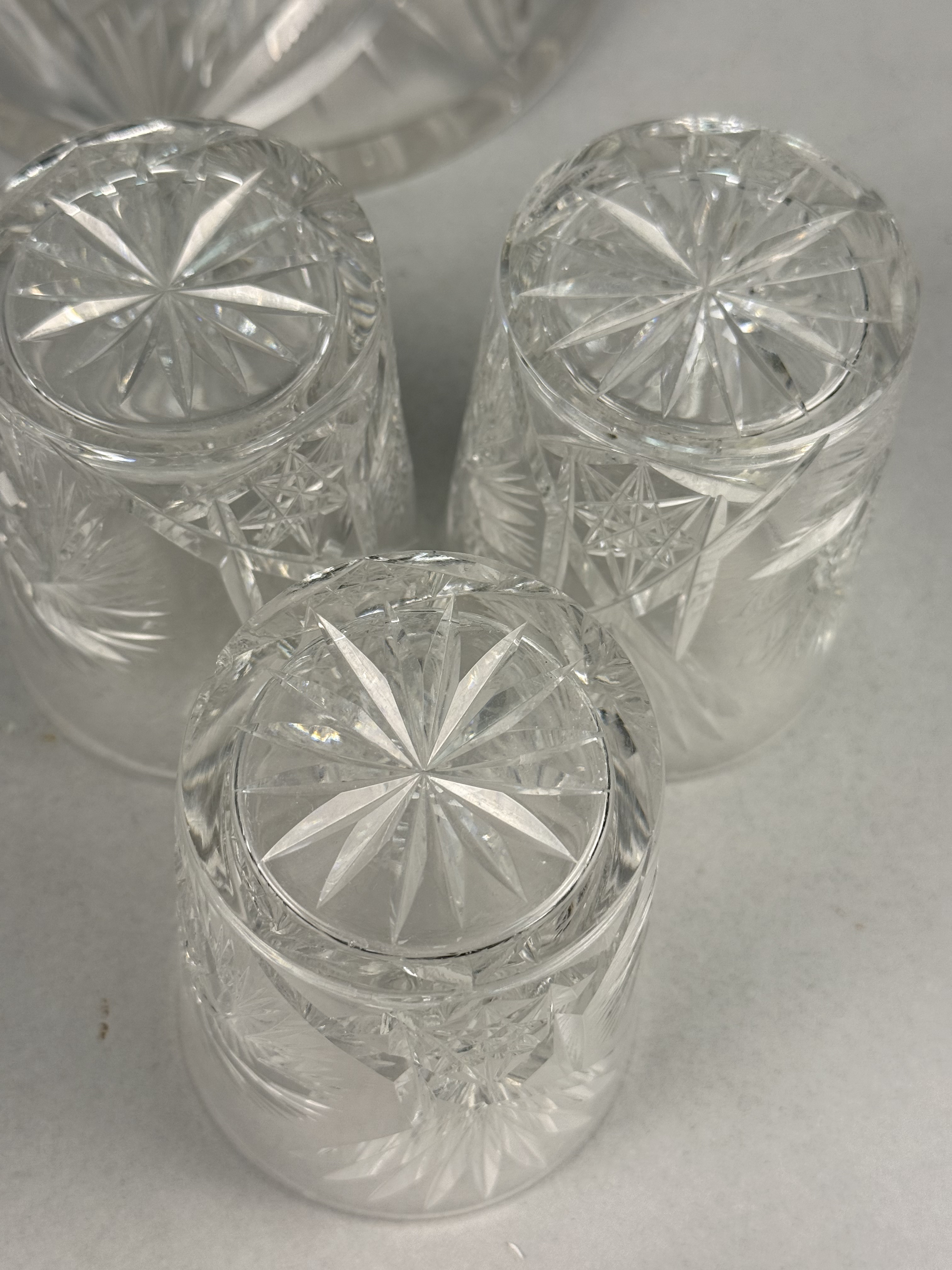 Four American Cut Glass Pitcher and Tumblers