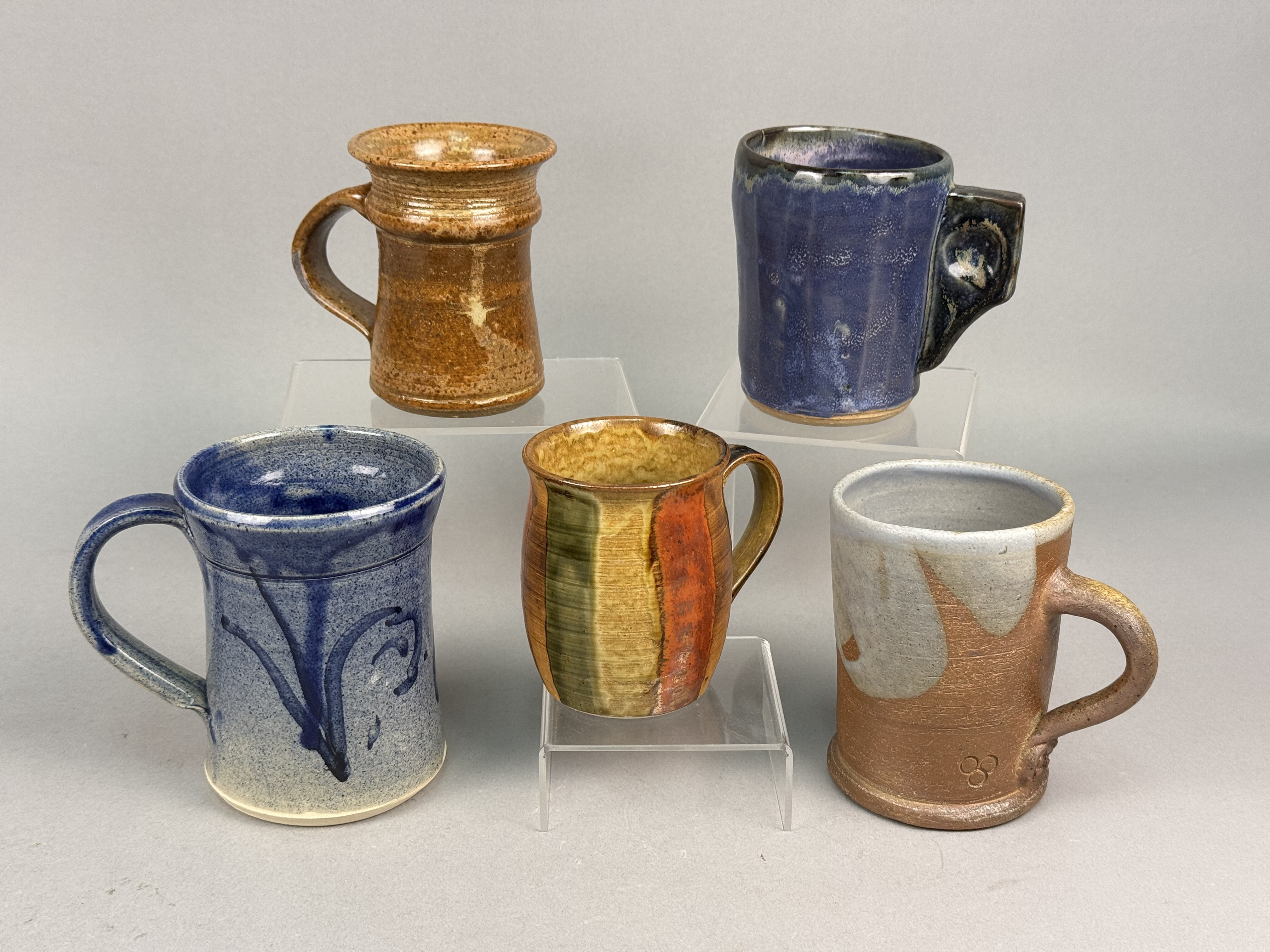 Five Contemporary Studio Pottery Stoneware Mugs