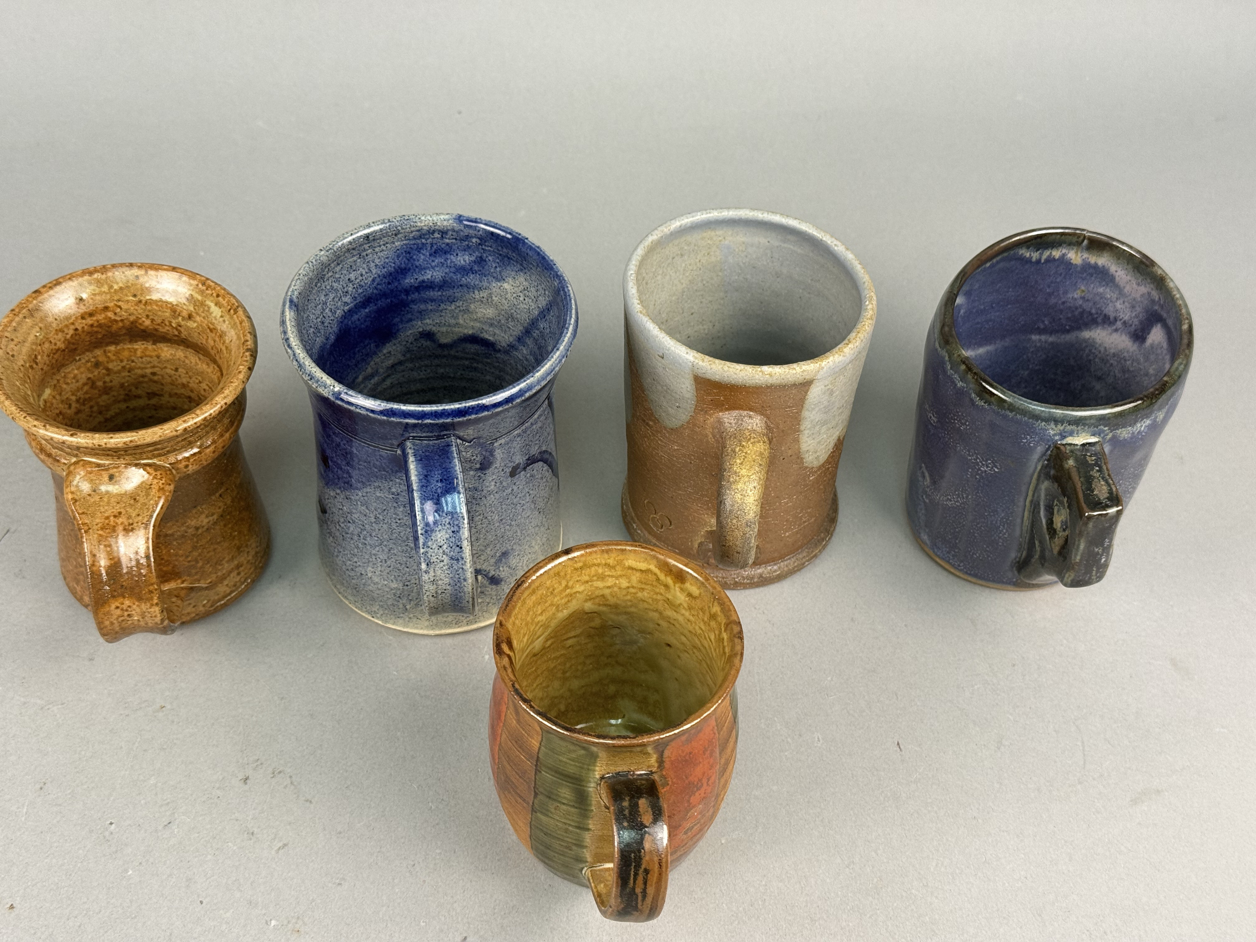Five Contemporary Studio Pottery Stoneware Mugs