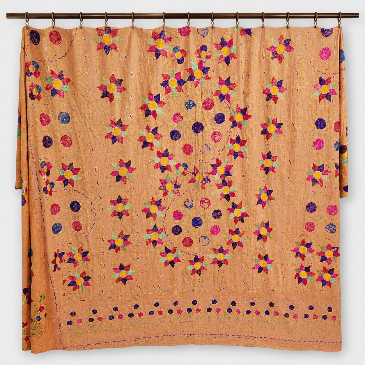 Hand-Embroidered Phulkari Textile Panel