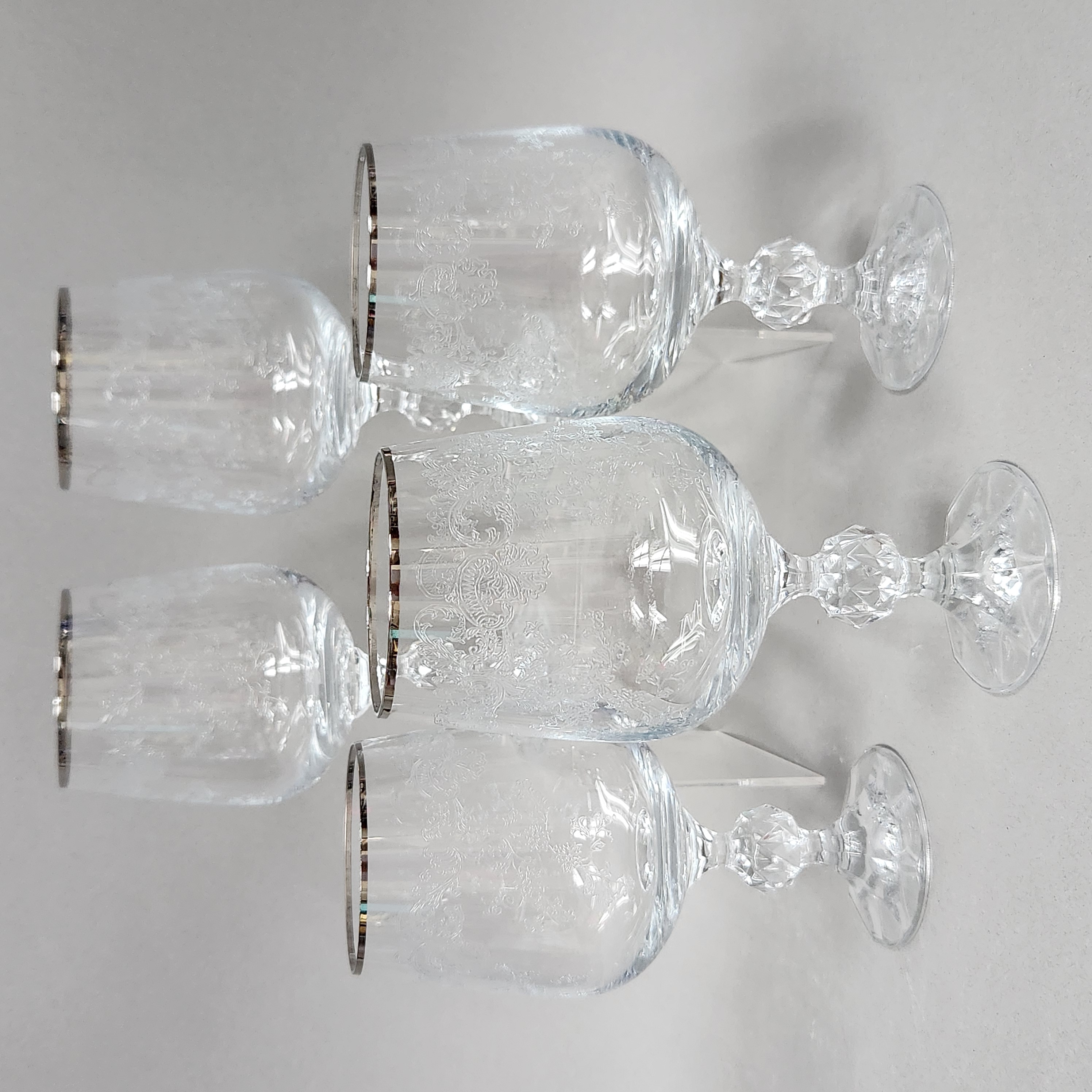 Etched Silver Rimmed Goblets