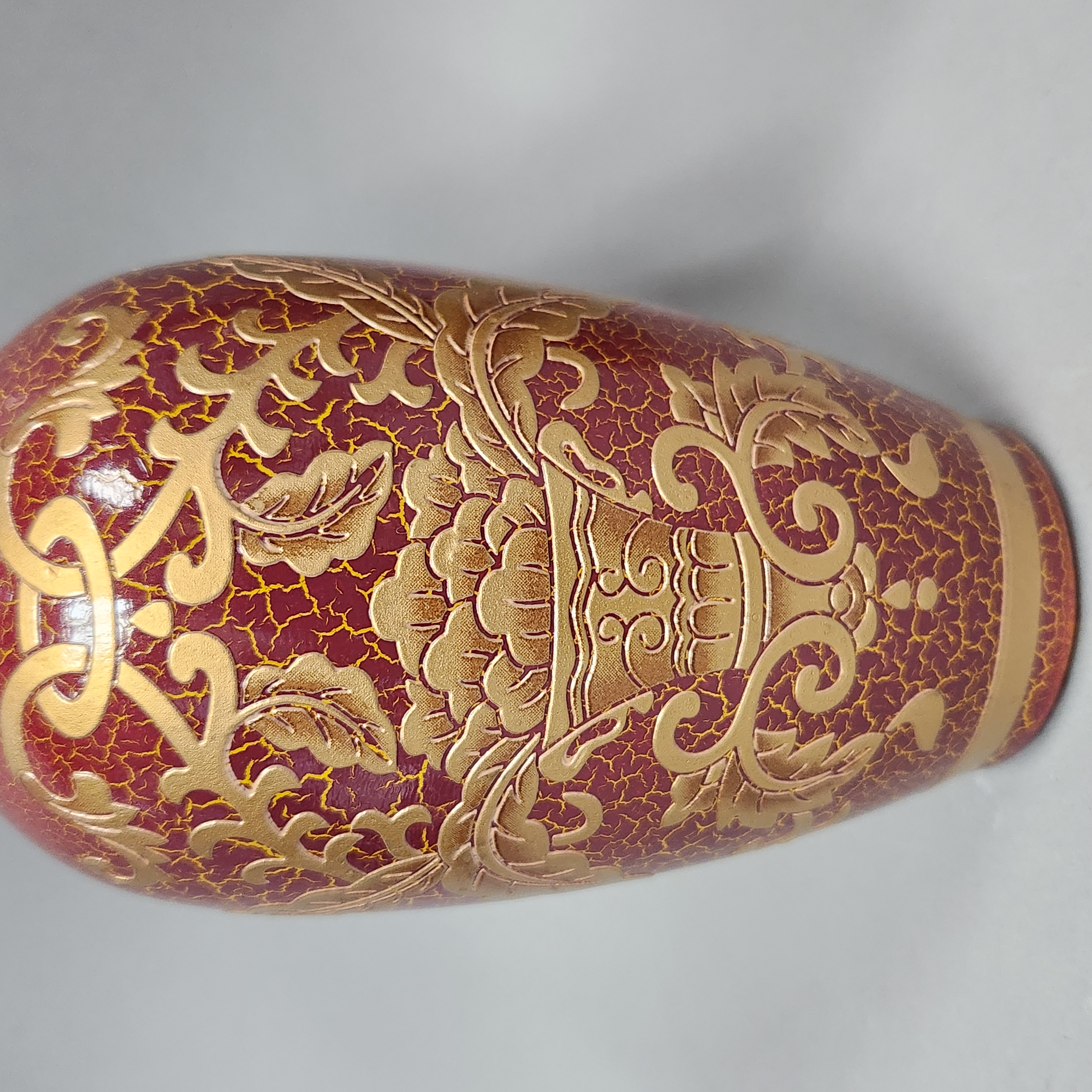 Chinese Red Crackle & Gilt Vases