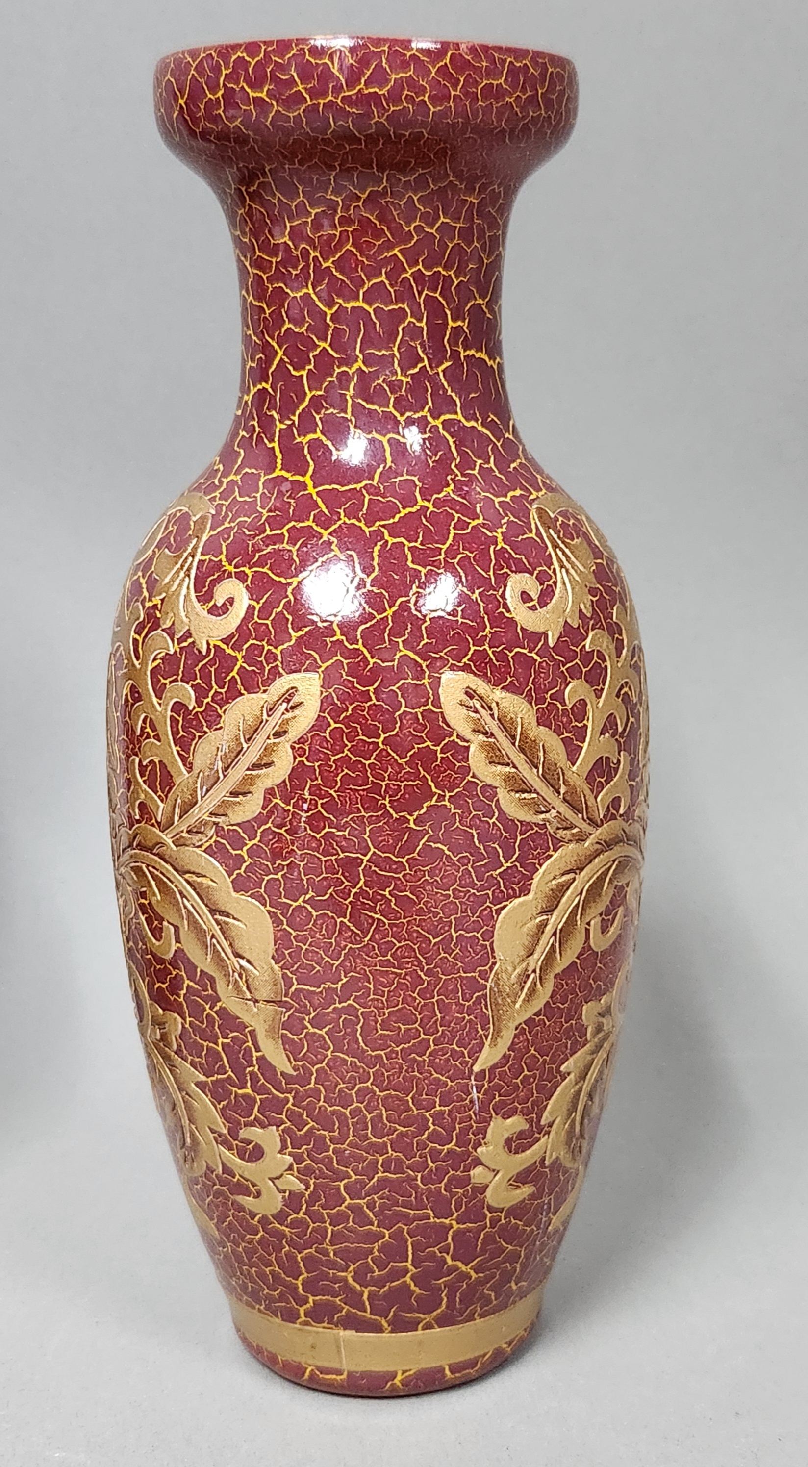 Chinese Red Crackle & Gilt Vases