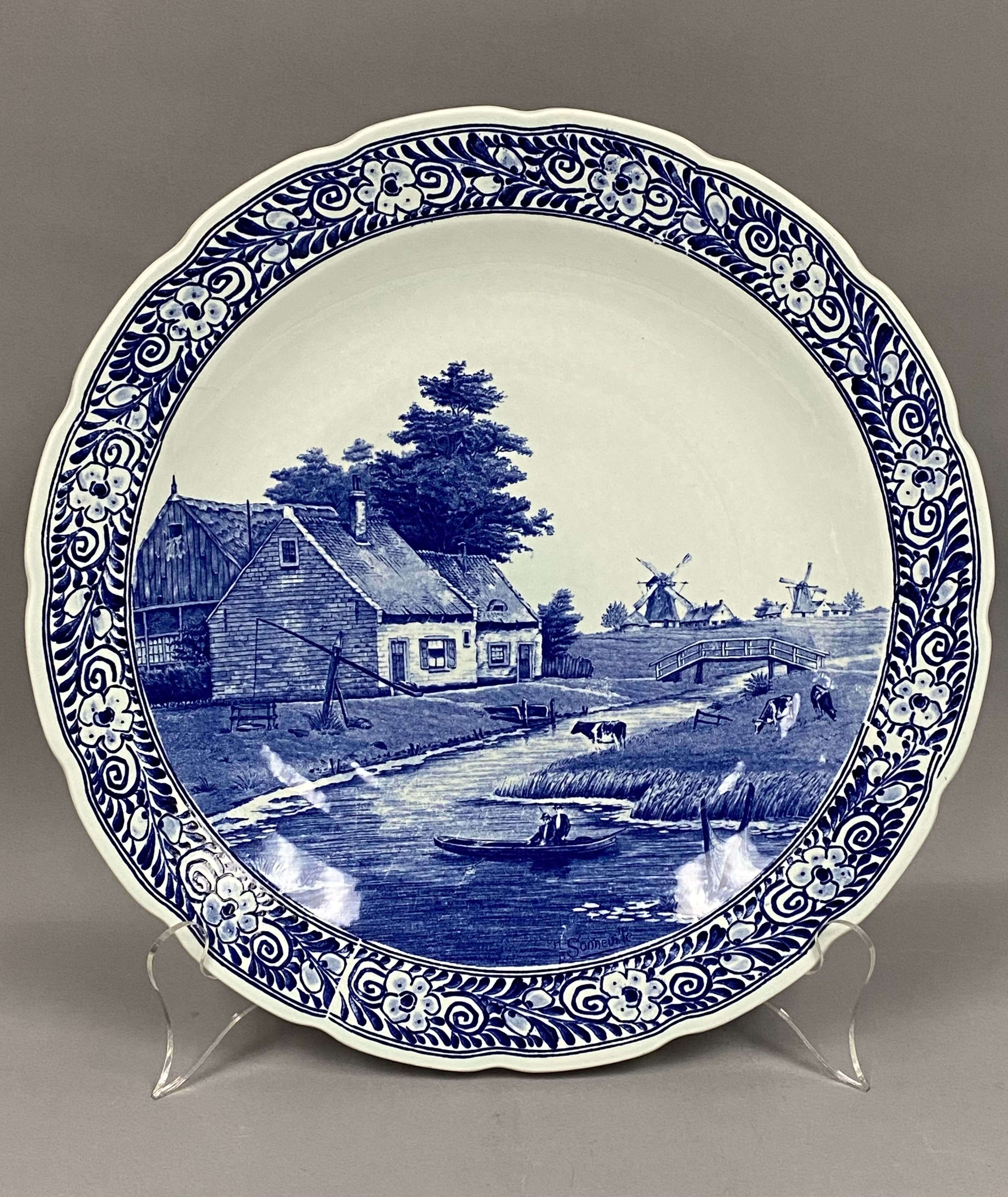 2 Pieces of Delft Pottery Inc a Royal Sphinx Maastricht Charger