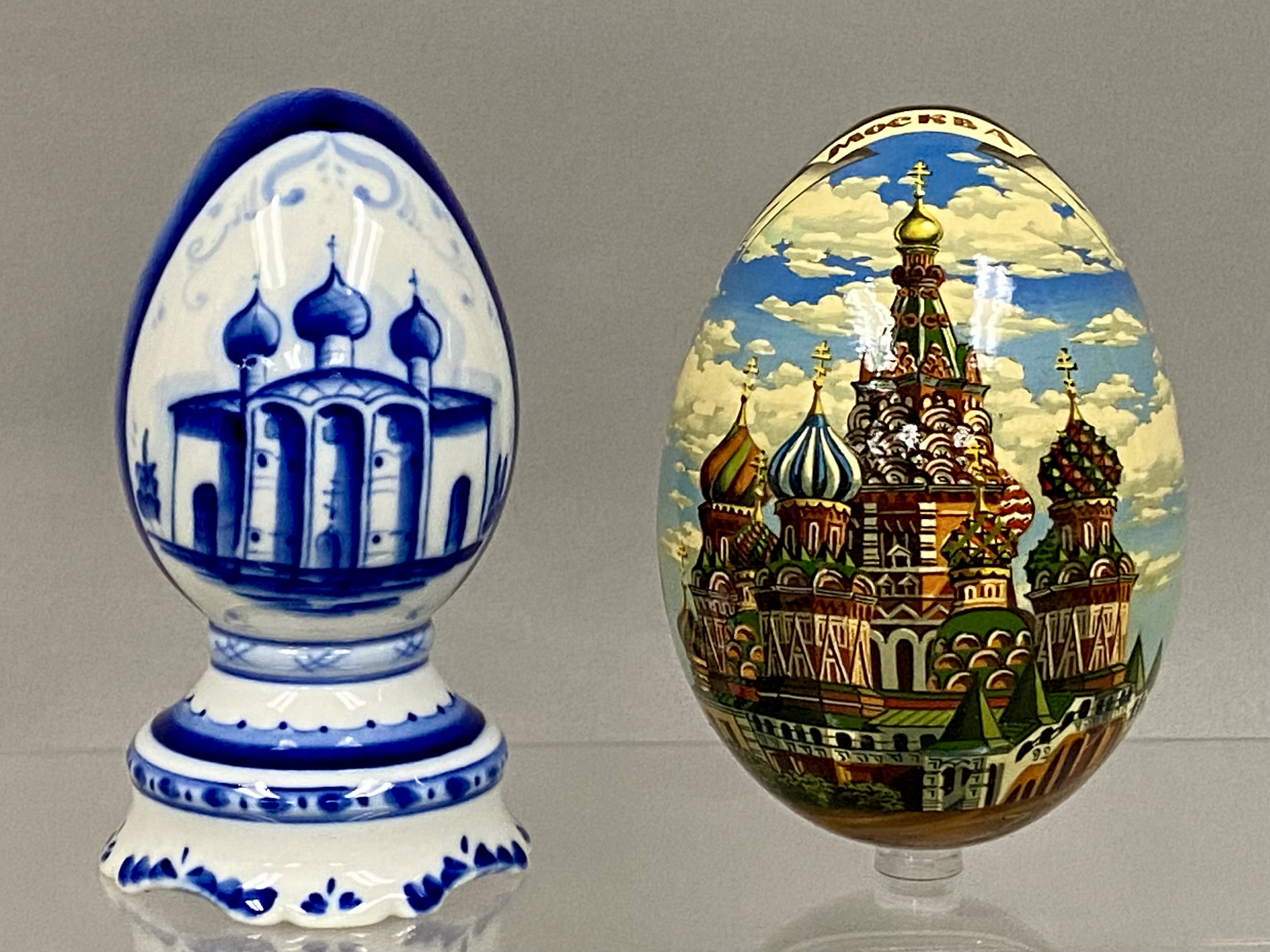 2 Russian Decorative Eggs, Signed
