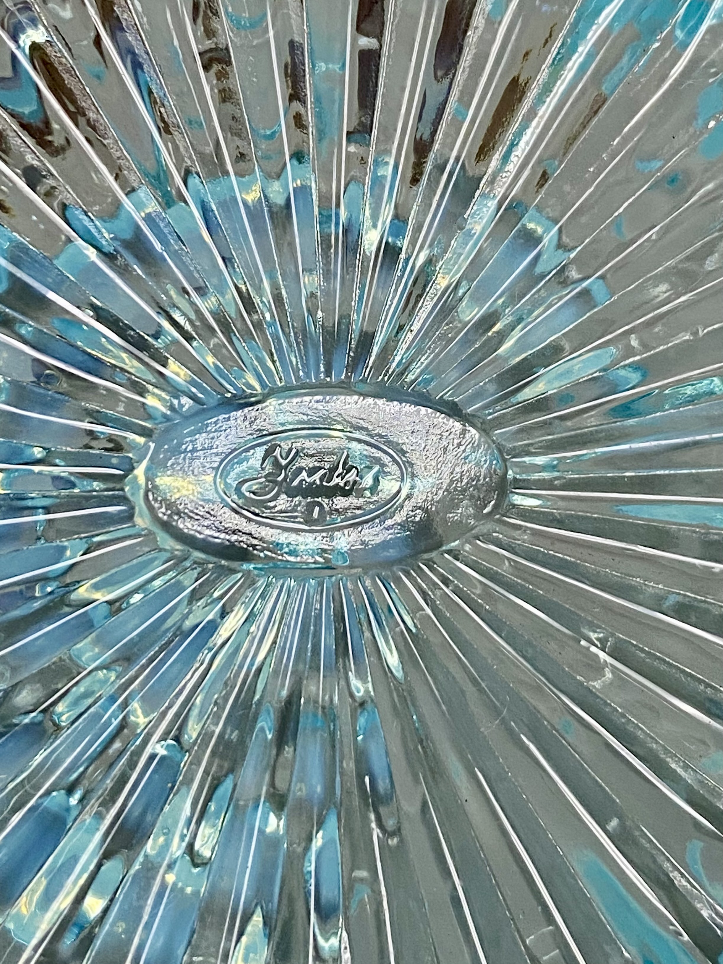 Fenton Blue Opalescent Diamond Quilt Glass Bowl