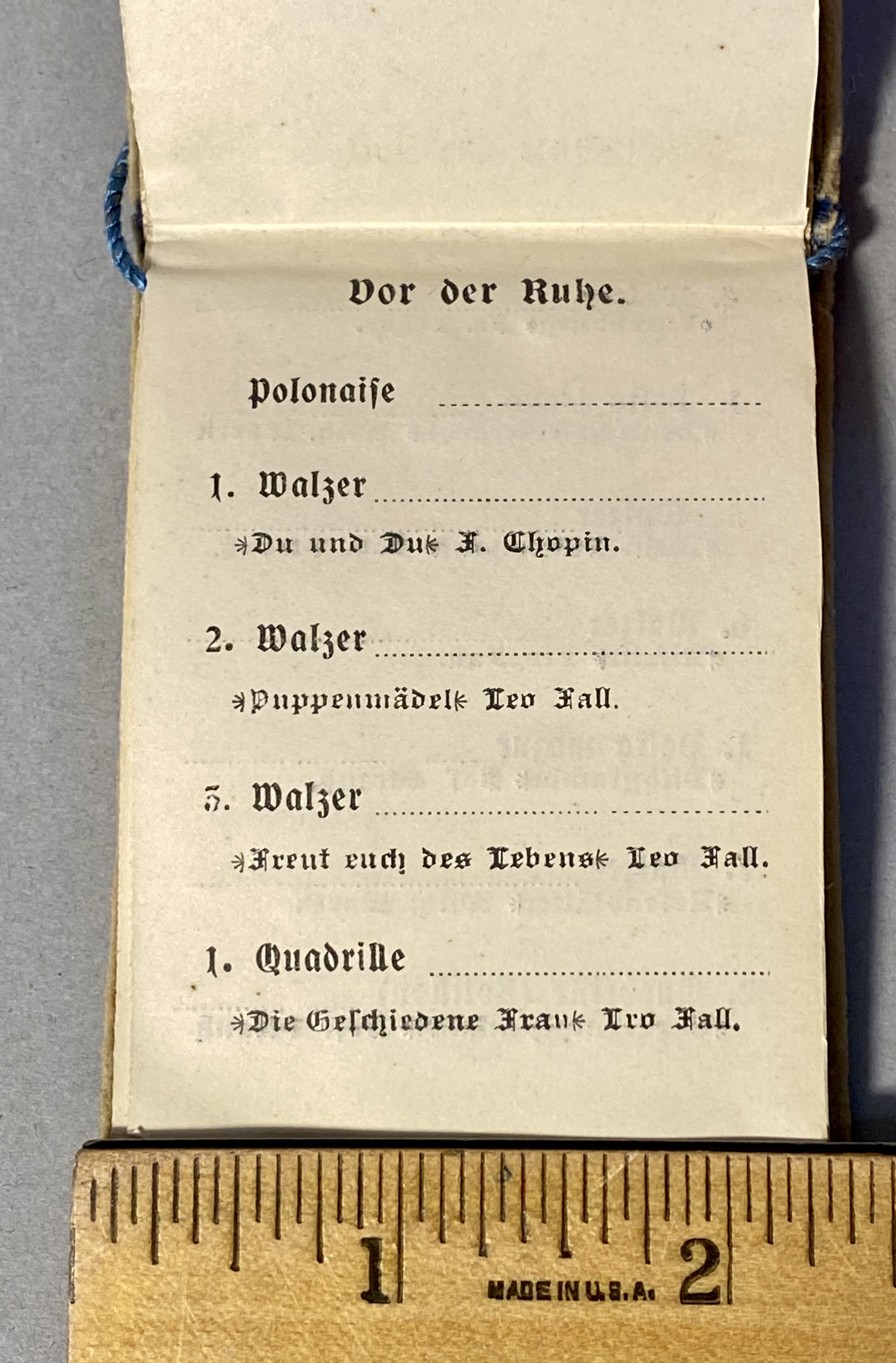 Austro-Hungarian K.u.k. NCO Ball Dance Card