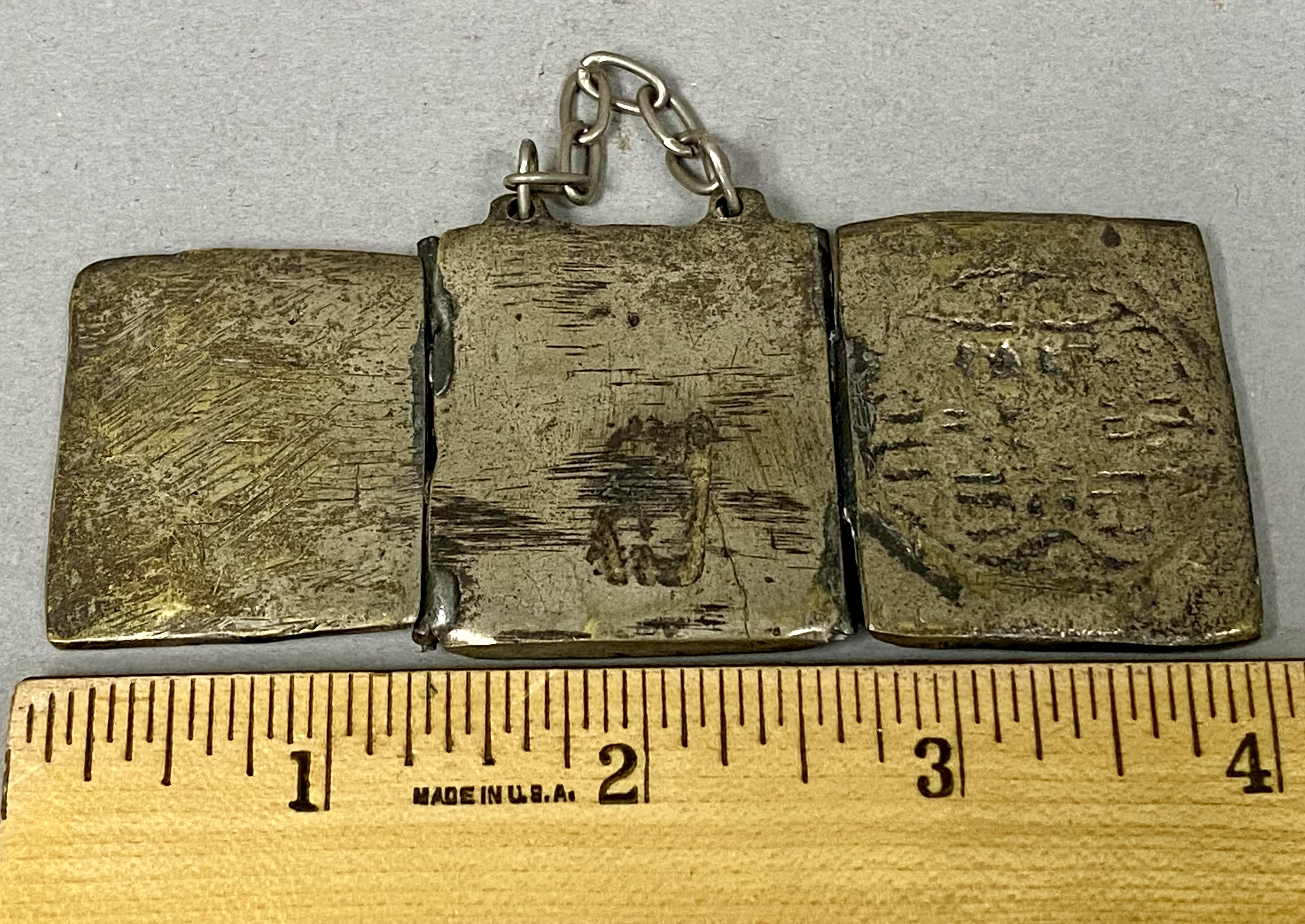 2 Russian Orthodox Brass & Polychrome Enamel Icons