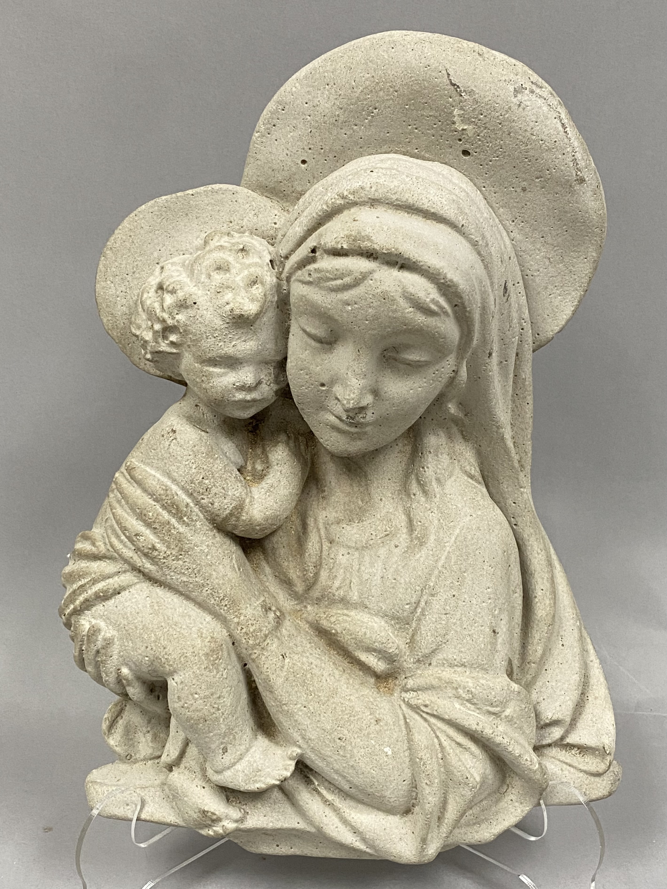 Cast Stone Plaque of the Madonna and Child
