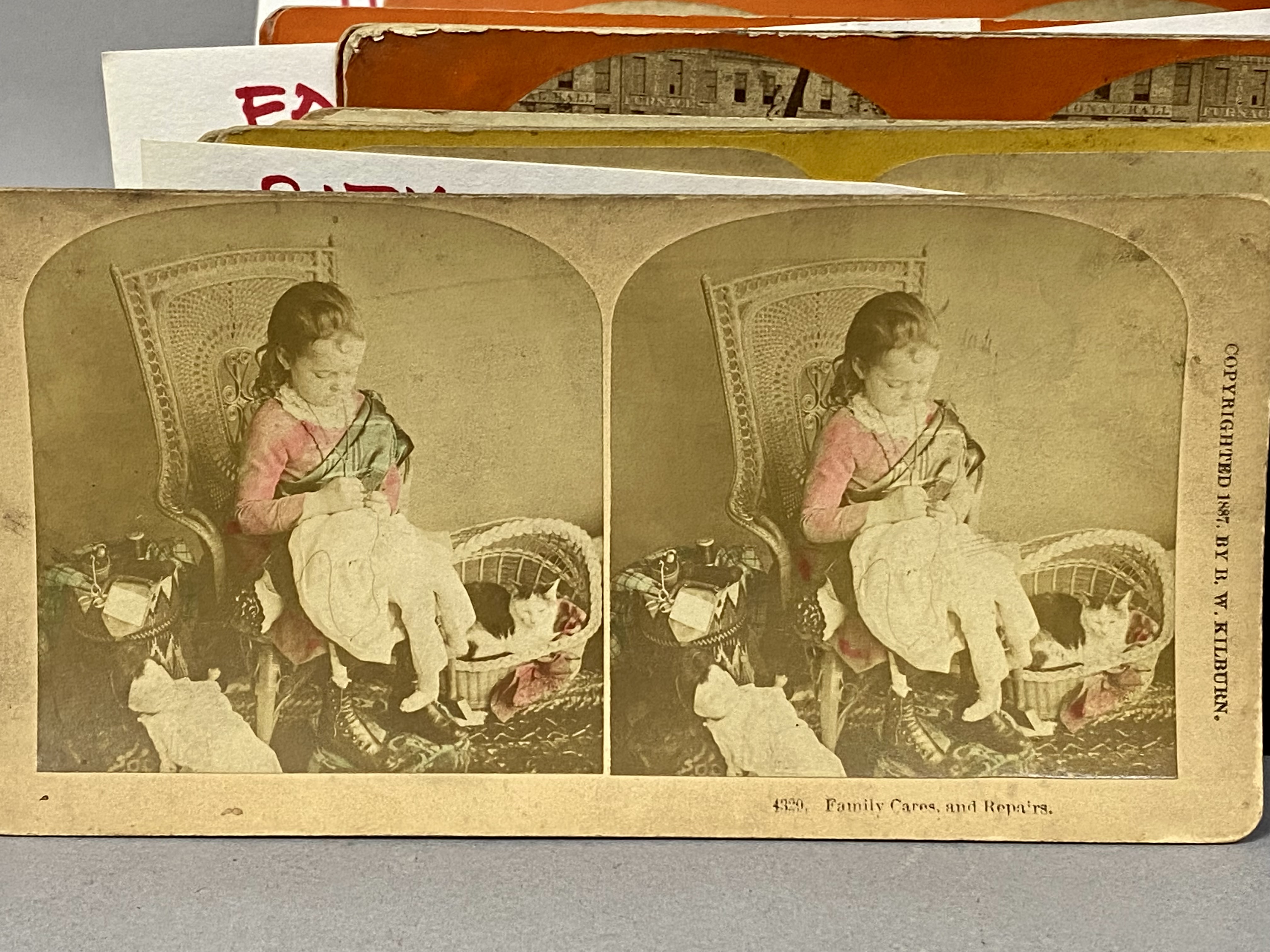 Antique Pedestal Stereoscope and Stereoview Cards