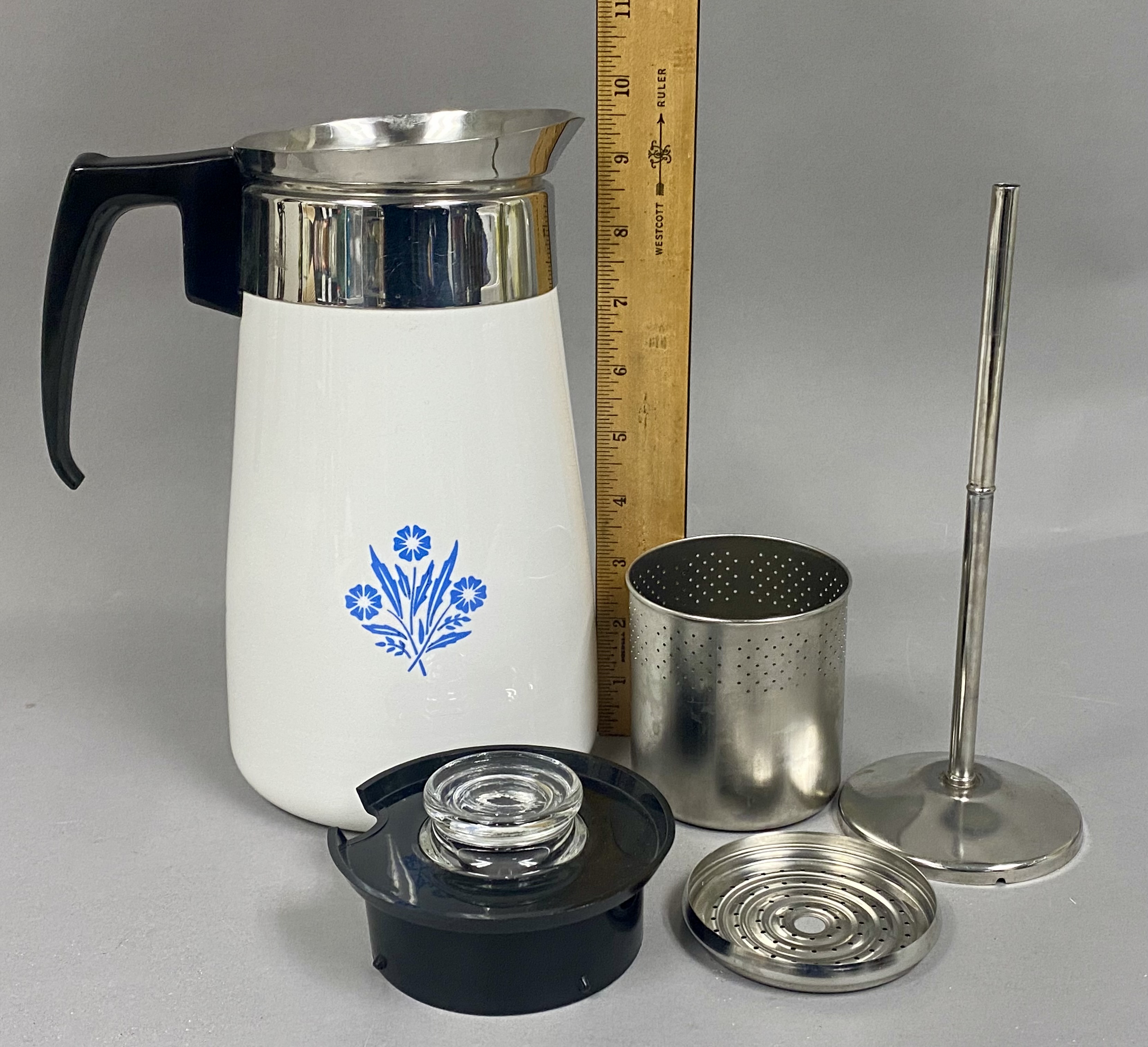 Corning Ware Blue Cornflower Pattern Coffee Percolator