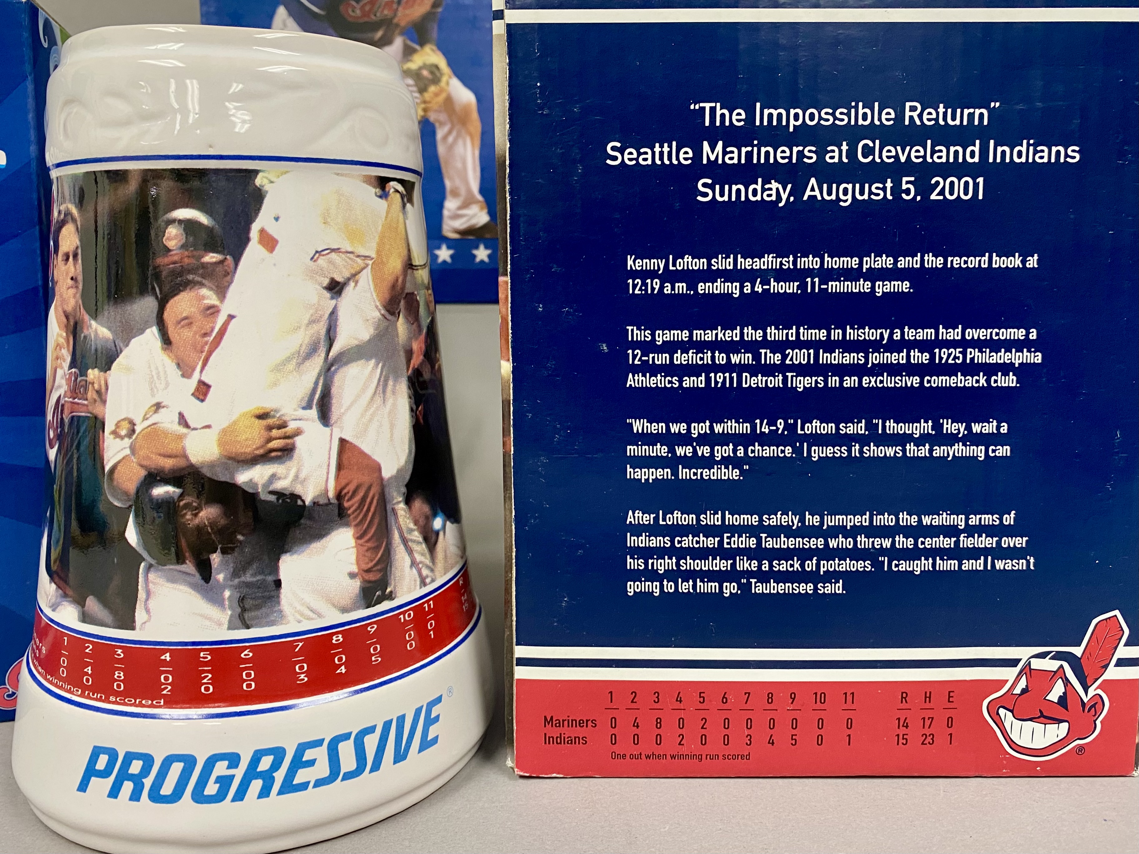 3 Cleveland Indians Bobbleheads & Commemorative Stein