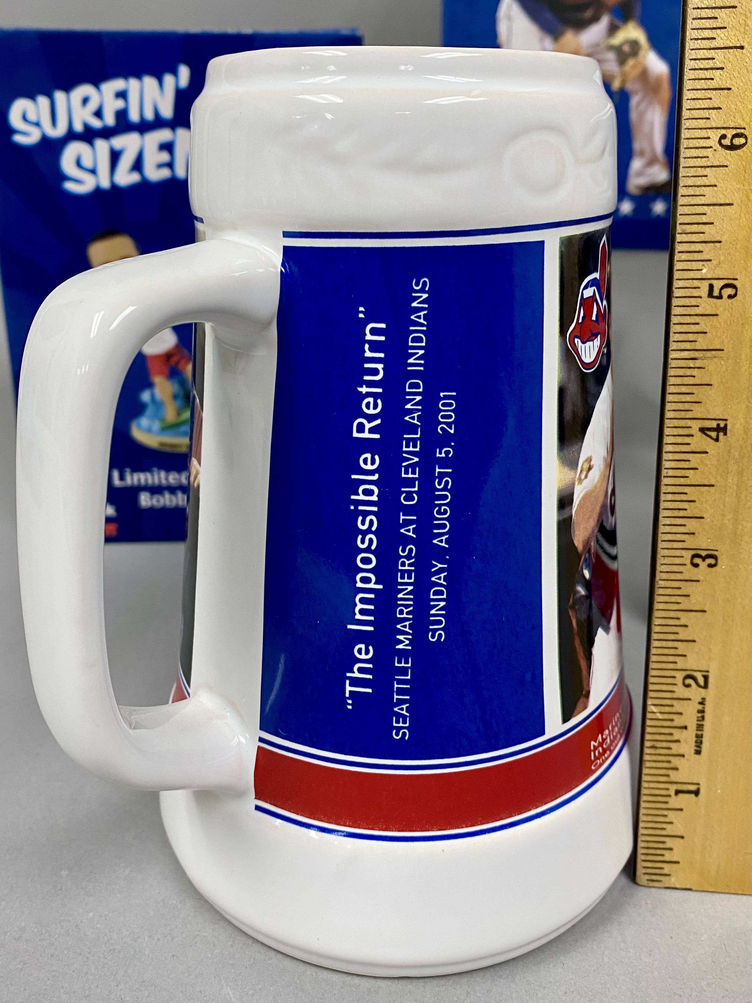 3 Cleveland Indians Bobbleheads & Commemorative Stein