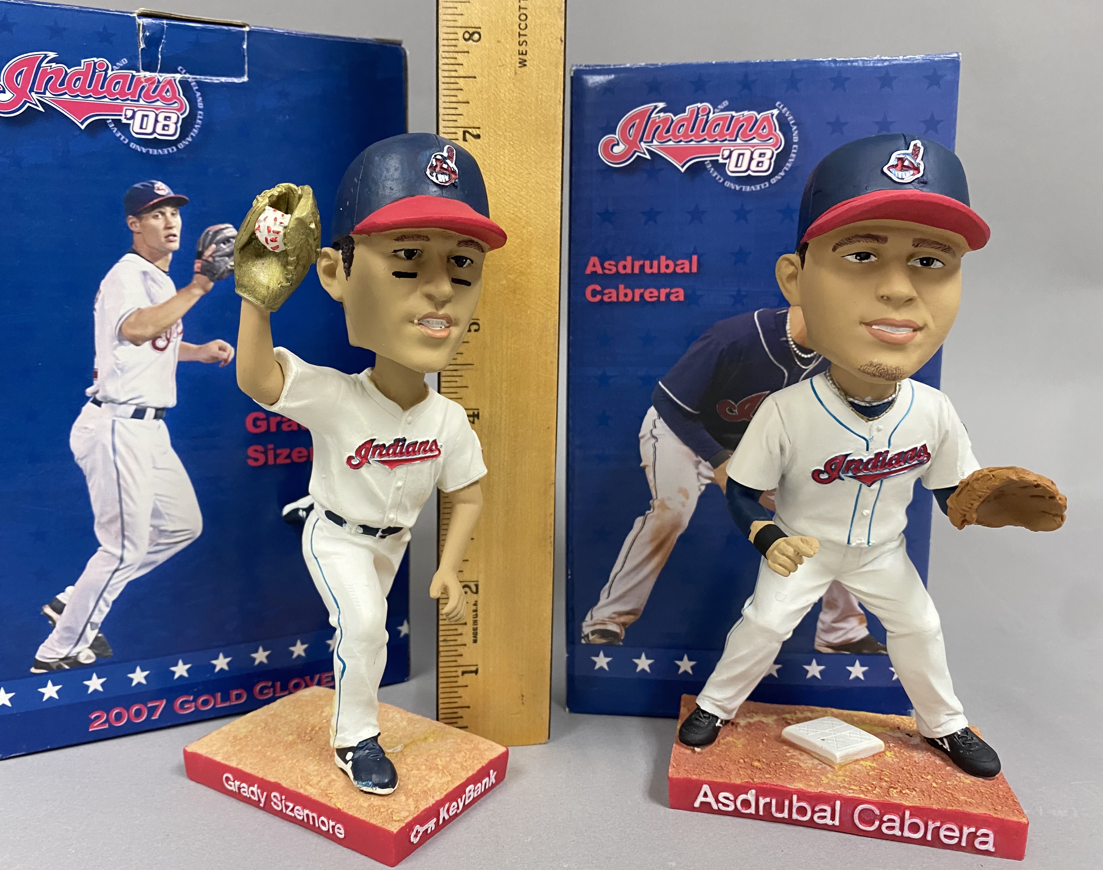 3 Cleveland Indians Bobbleheads & Commemorative Stein