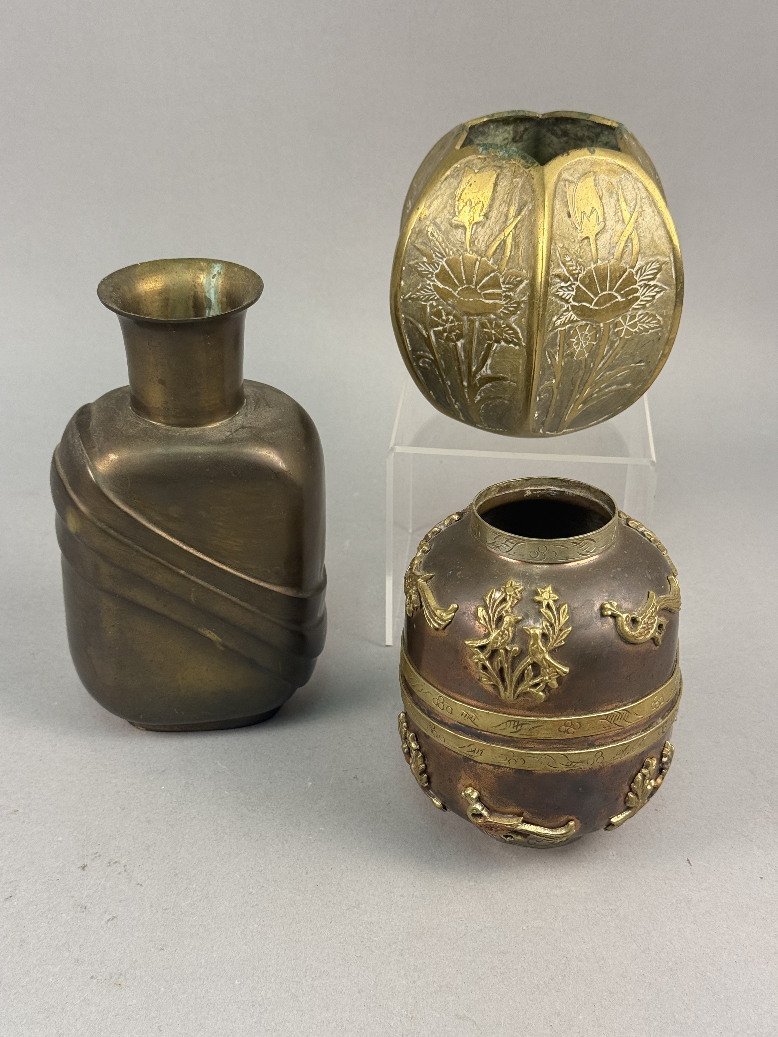 3 Mixed-Metal Vessels Art Deco & Repoussé Examples