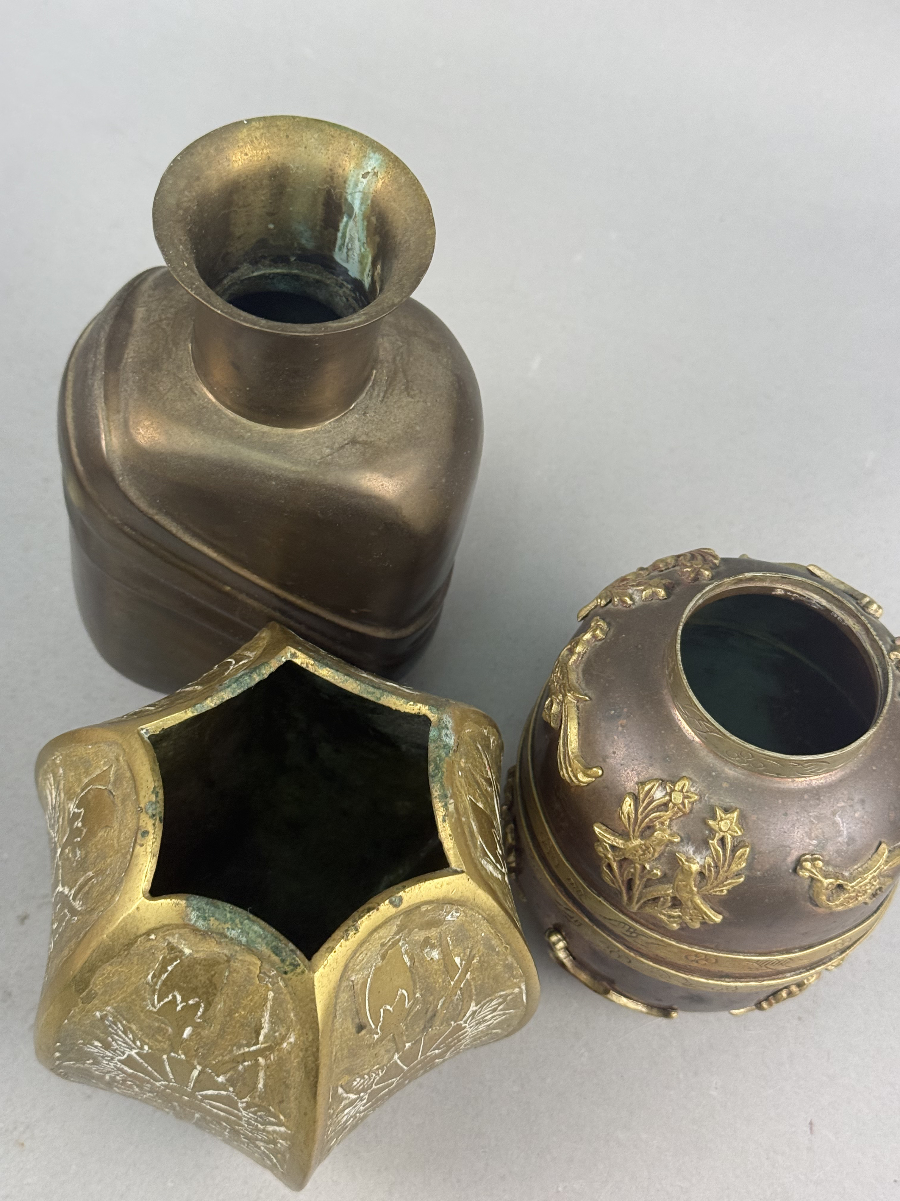 3 Mixed-Metal Vessels Art Deco & Repoussé Examples