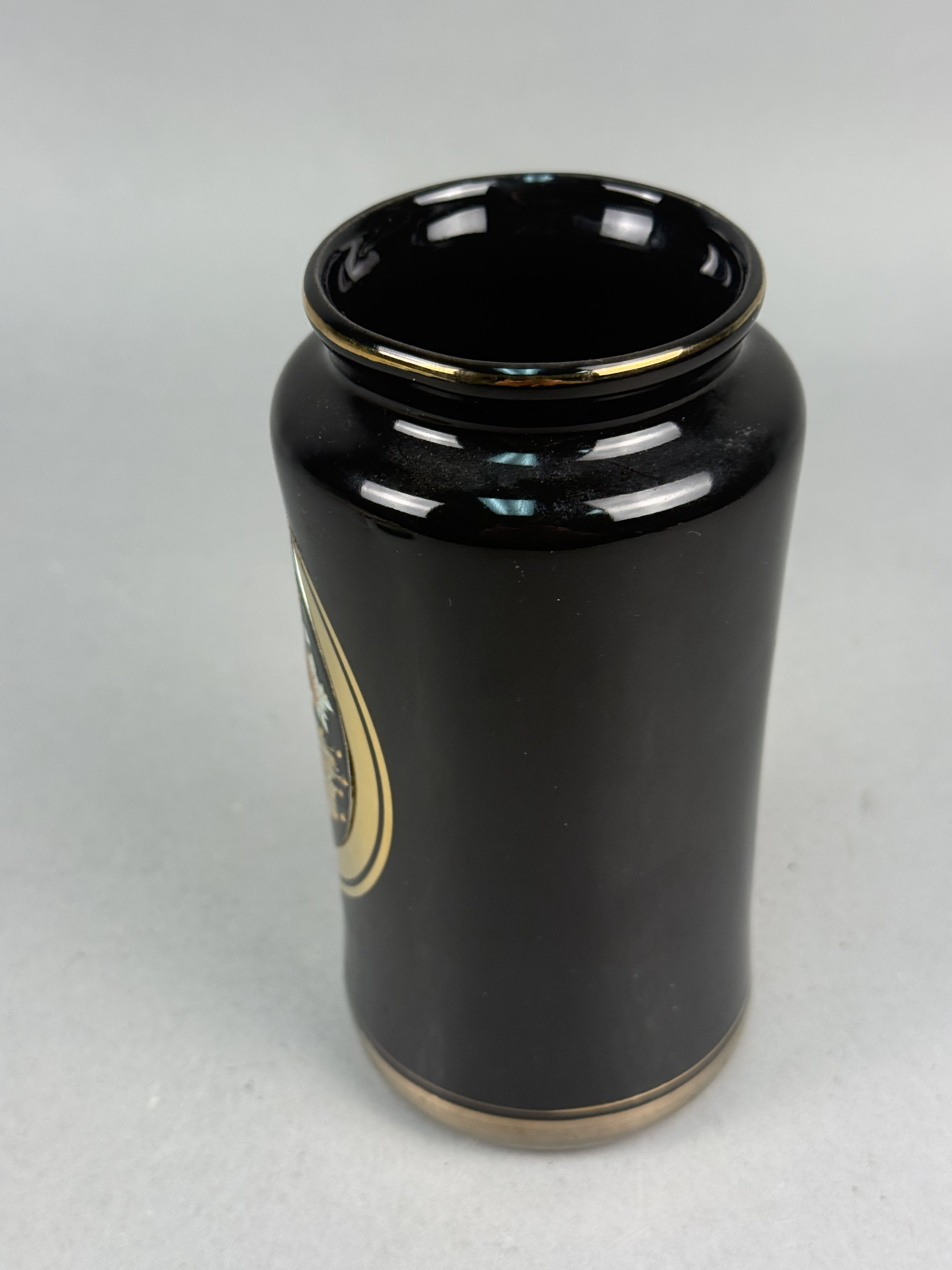 Japanese Black Porcelain Vase with Peacock