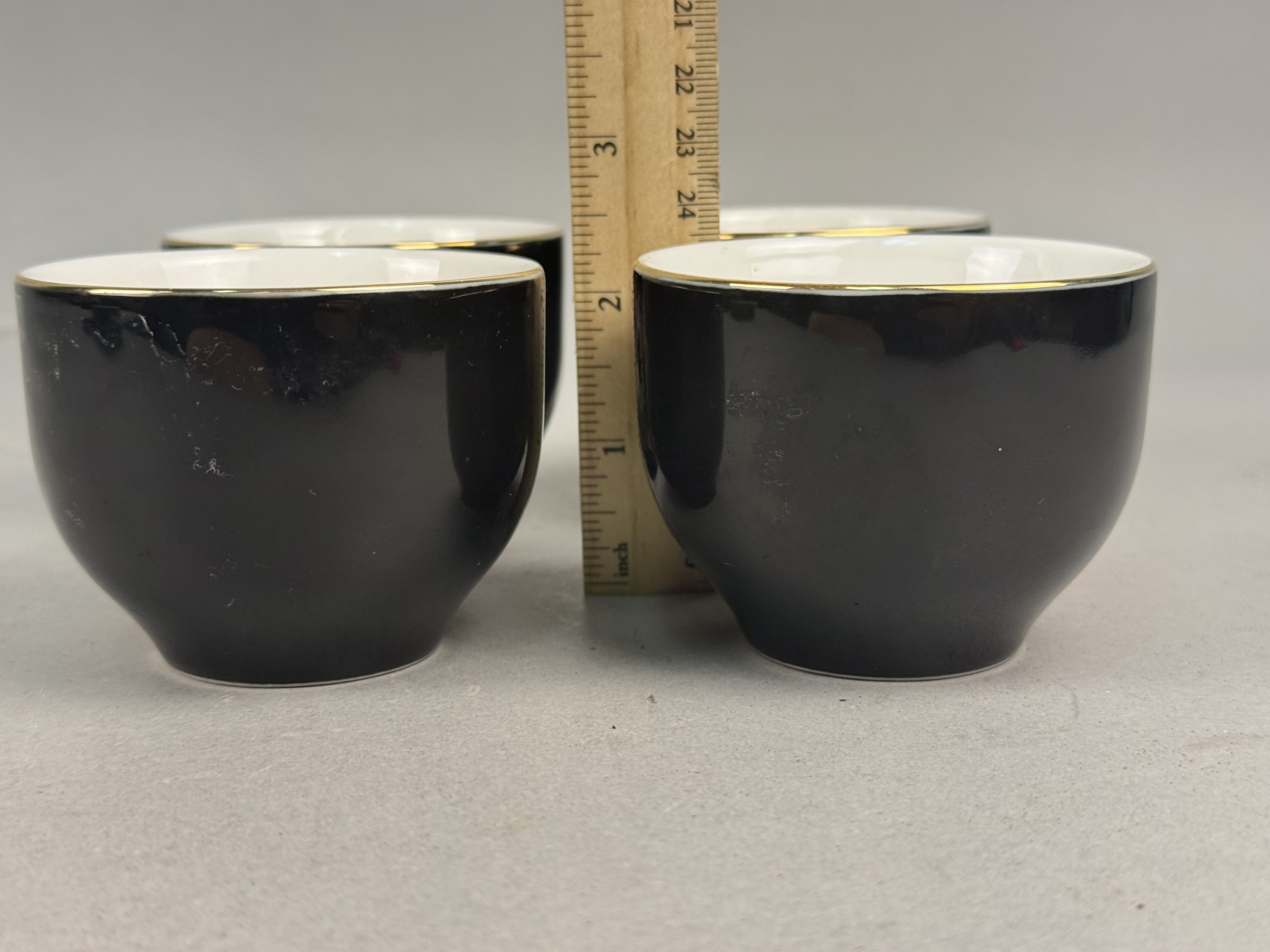 4 Japanese Porcelain Peacock Sake or Tea Cups