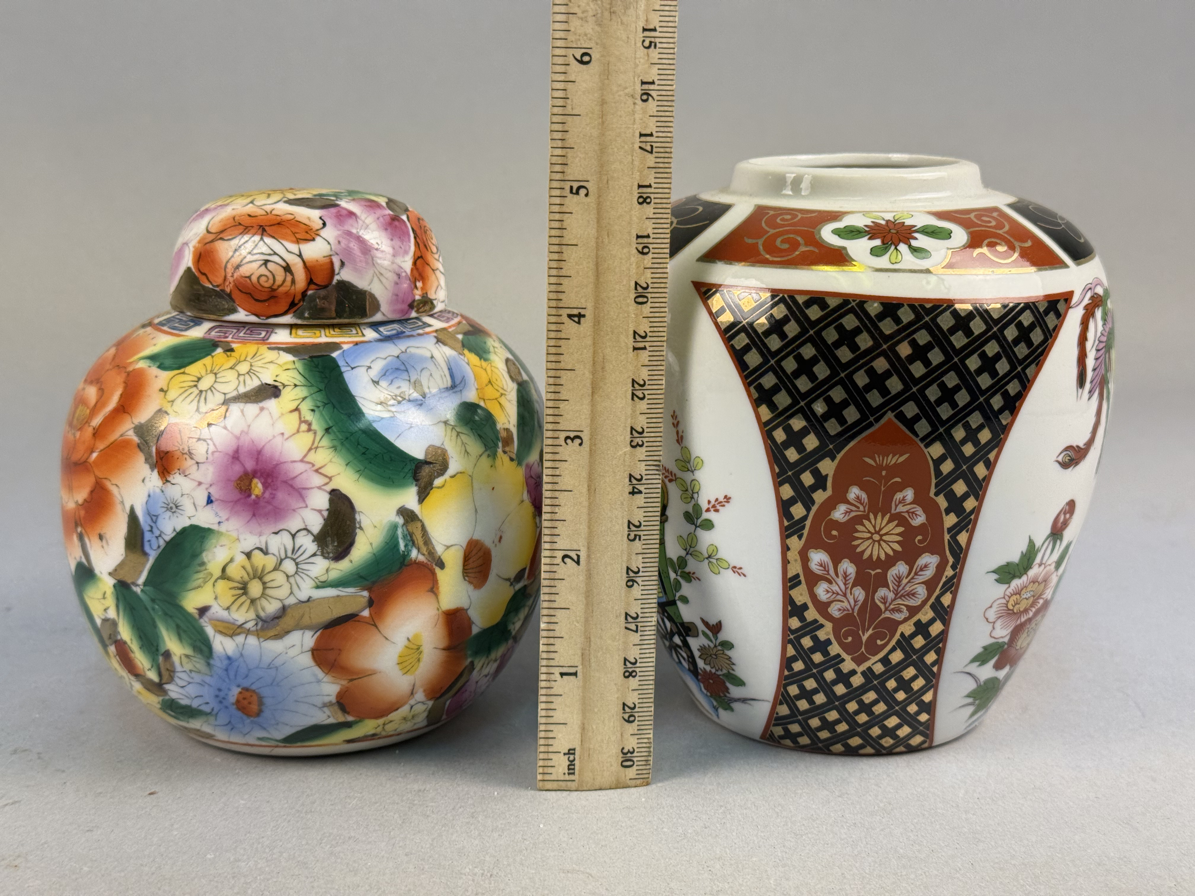 2 Ginger Jars in Millefleur & Japanese Imari Style