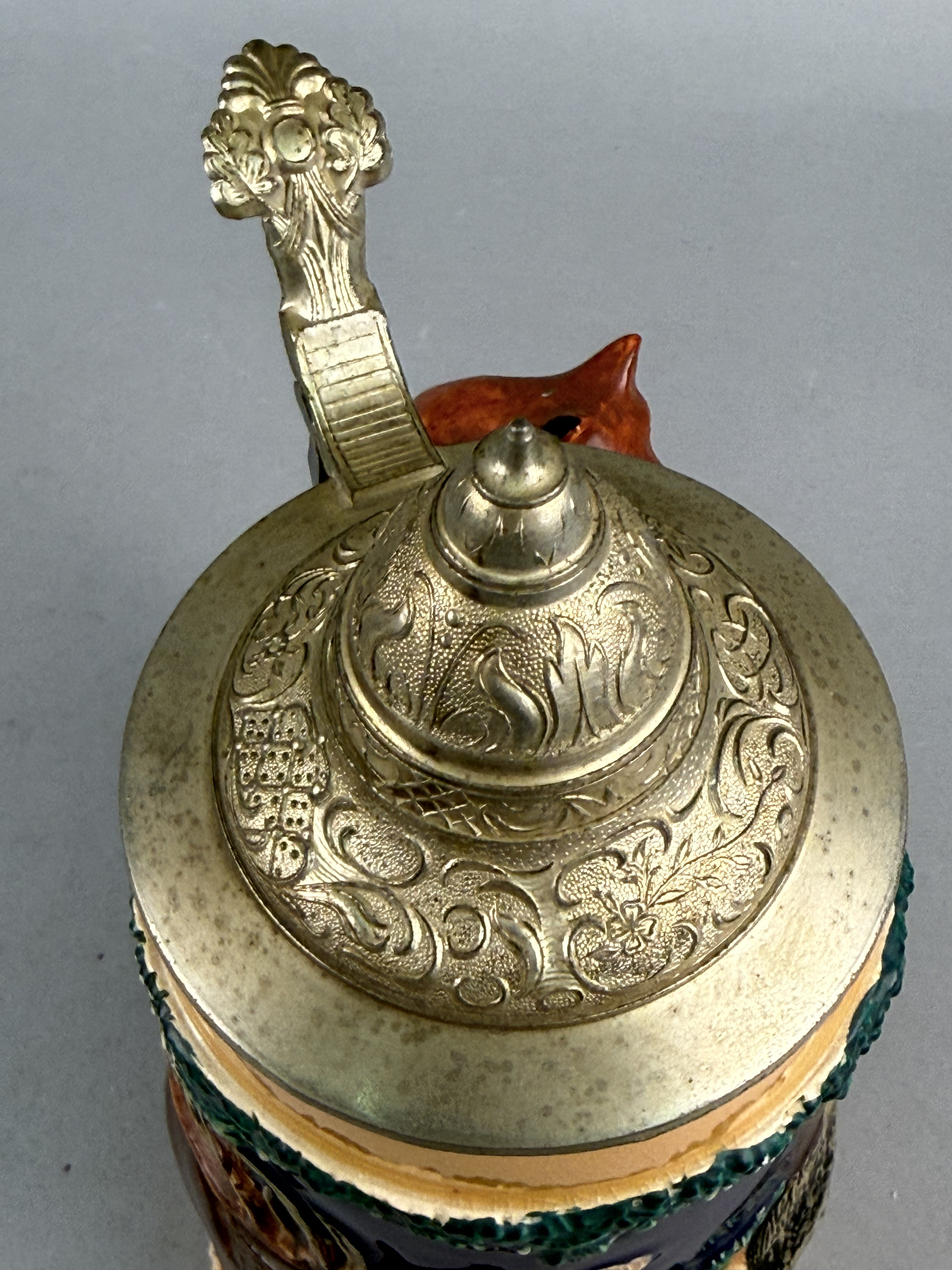 German Stoneware Hunting Beer Stein