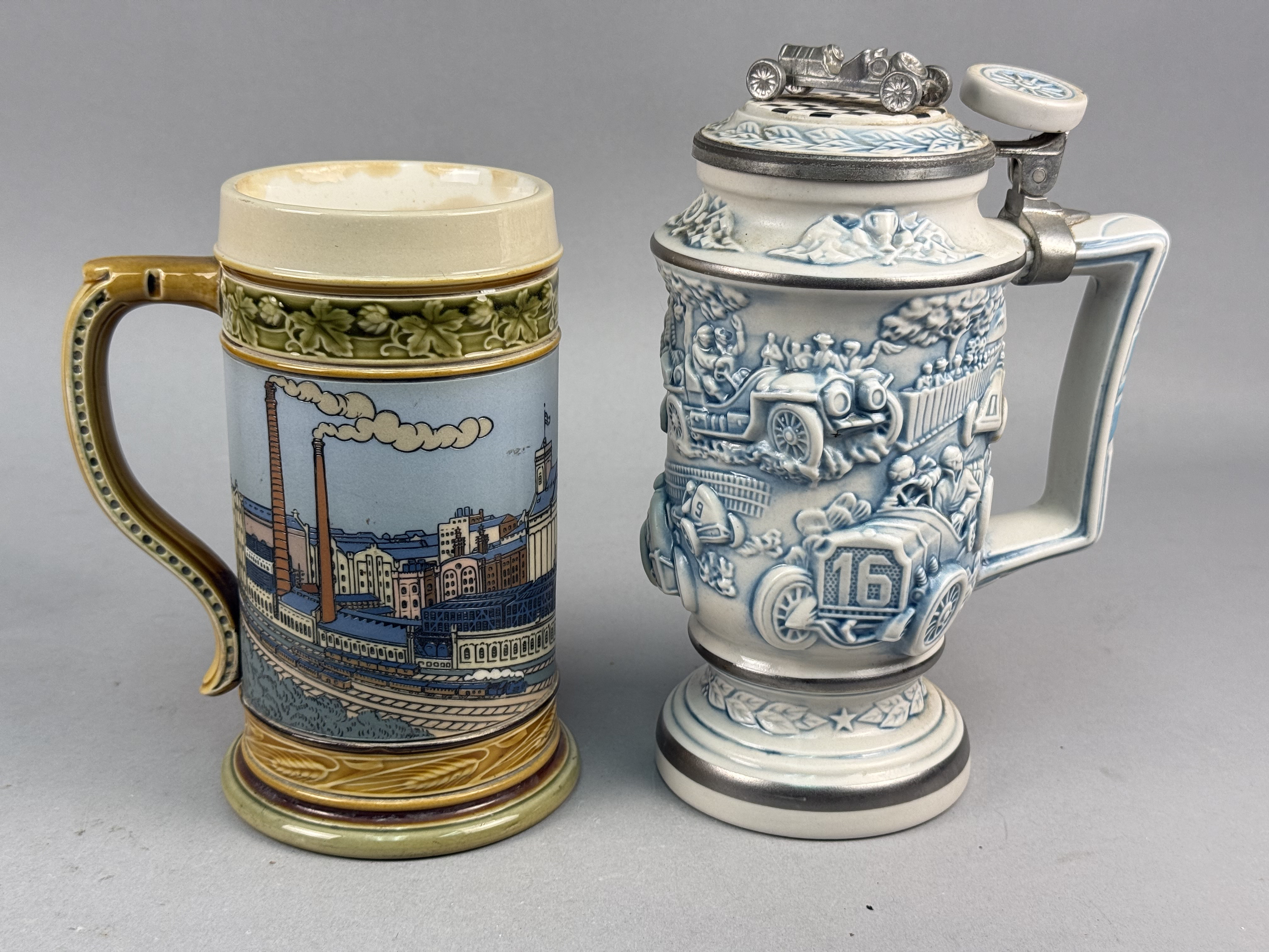 Two Beer Steins Mettlach Cerveceria Avon