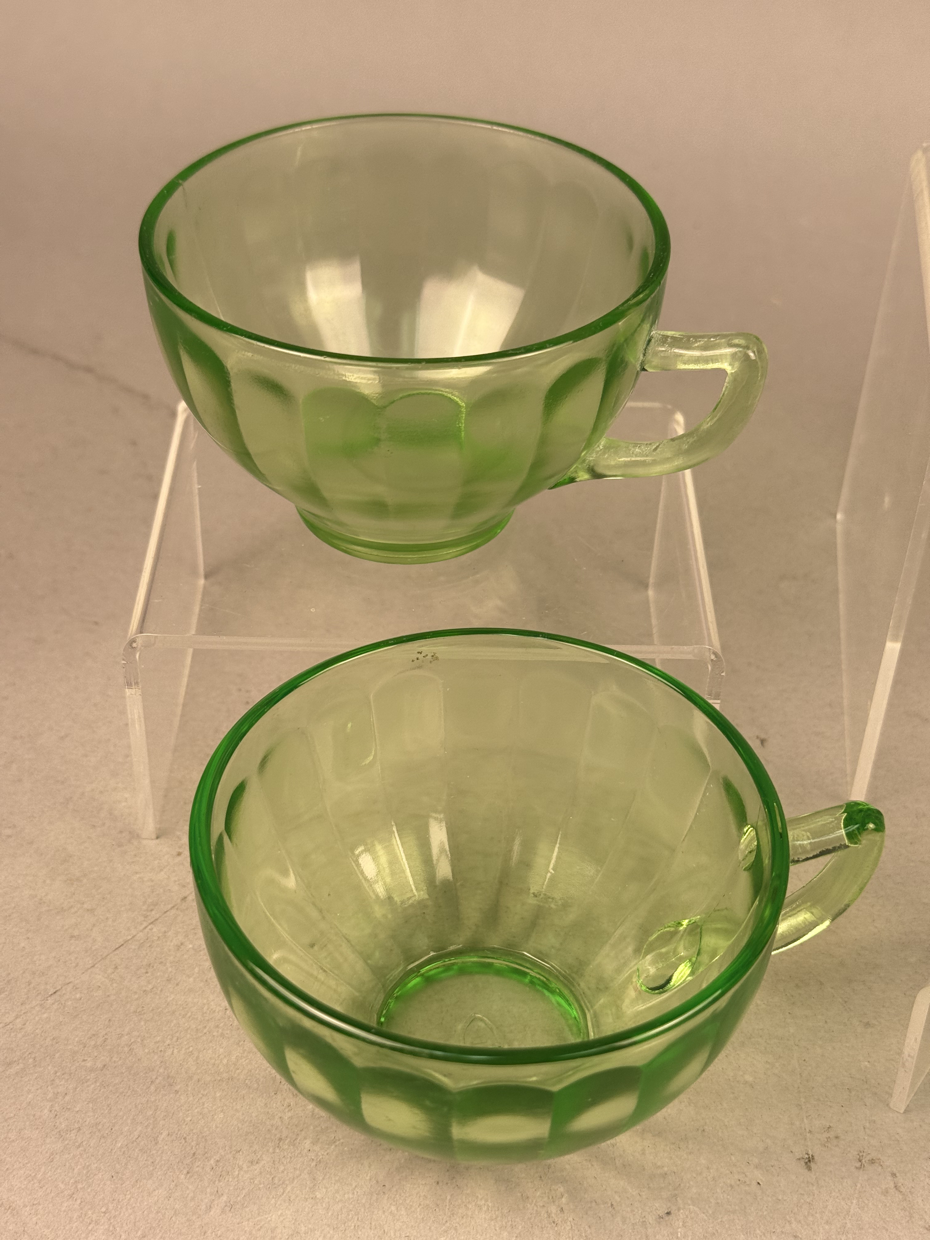 Five Green Uranium Glass Items