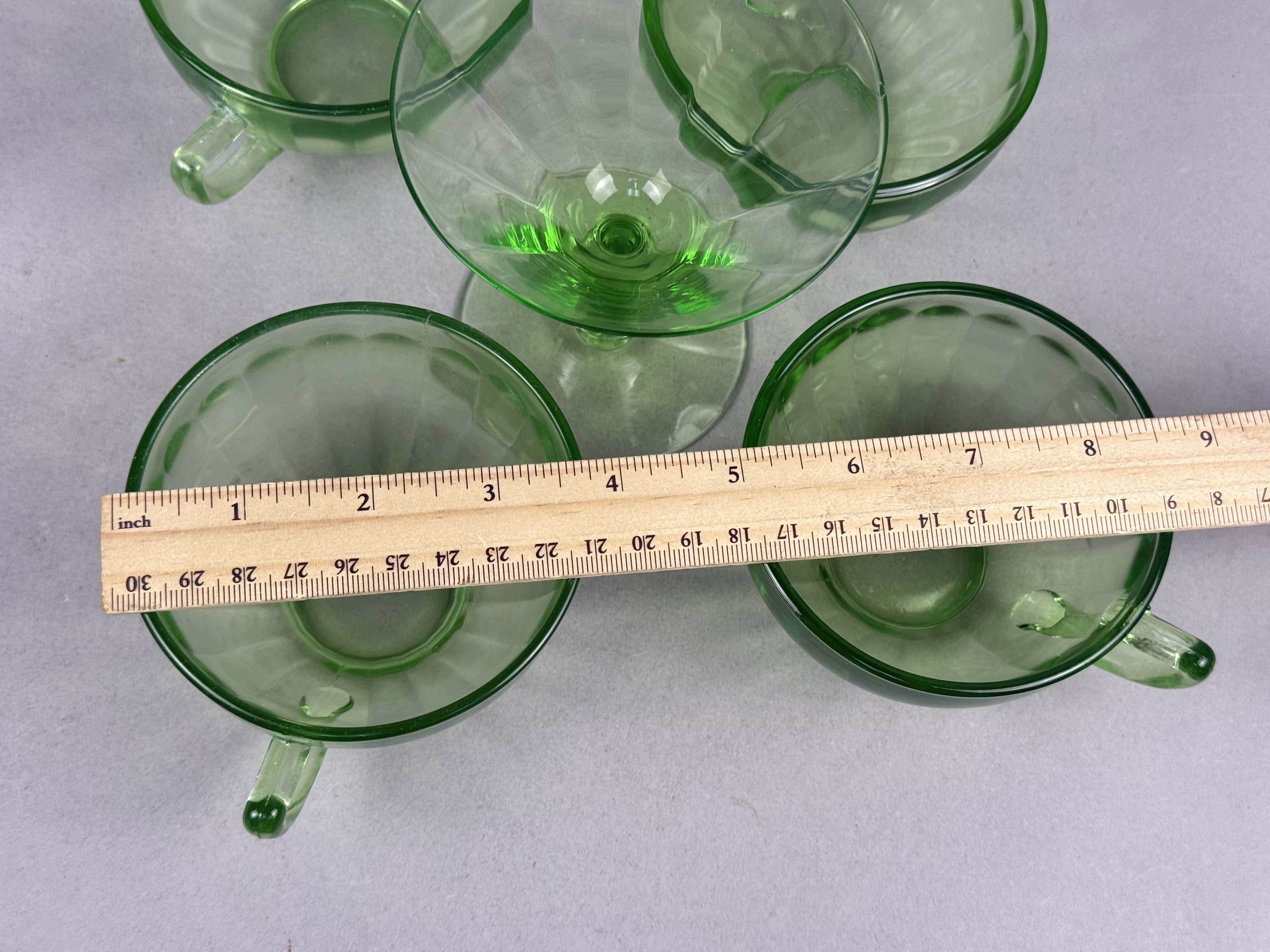Five Green Uranium Glass Items