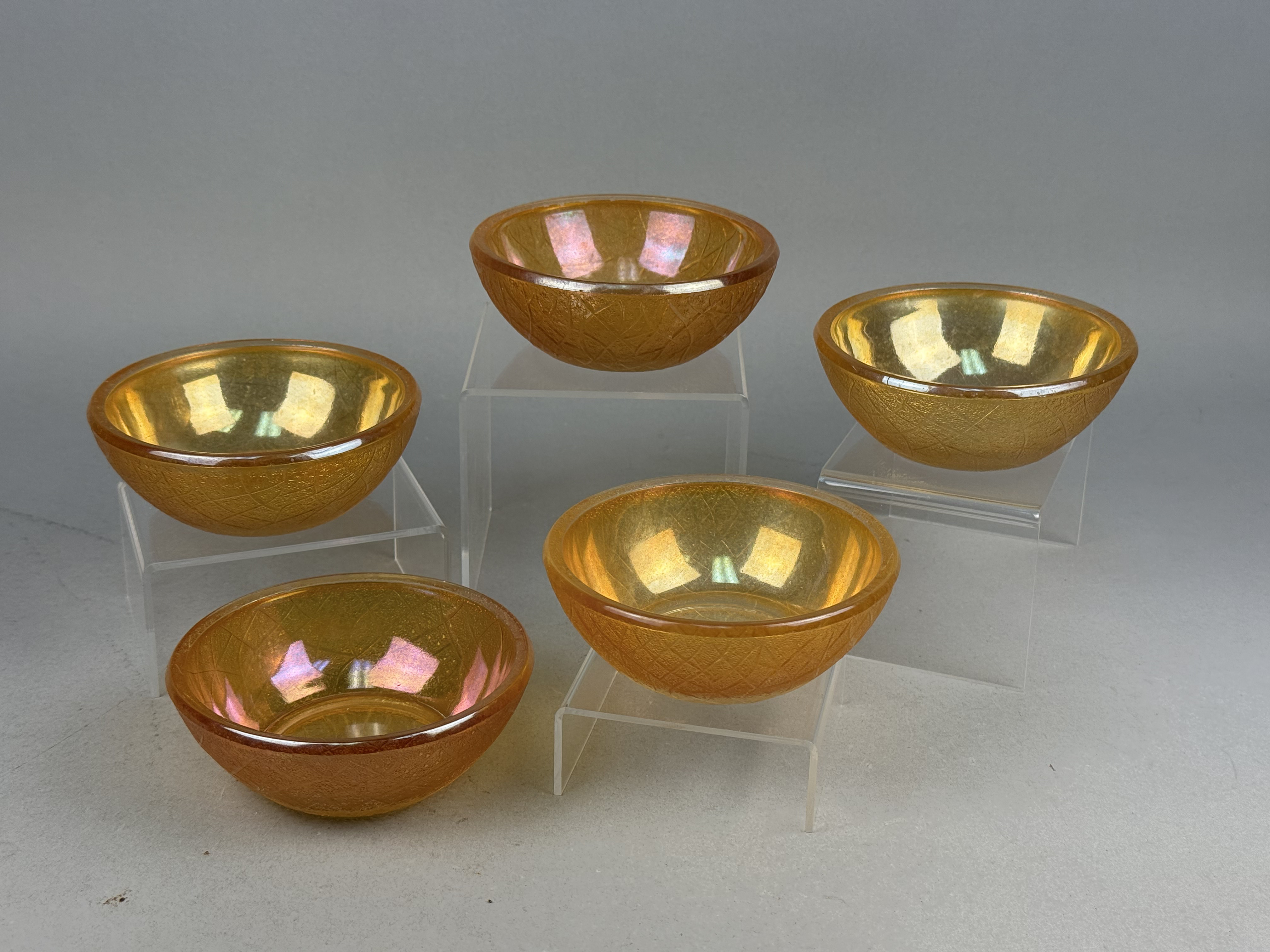 Marigold Carnival Glass Iridescent Bowls