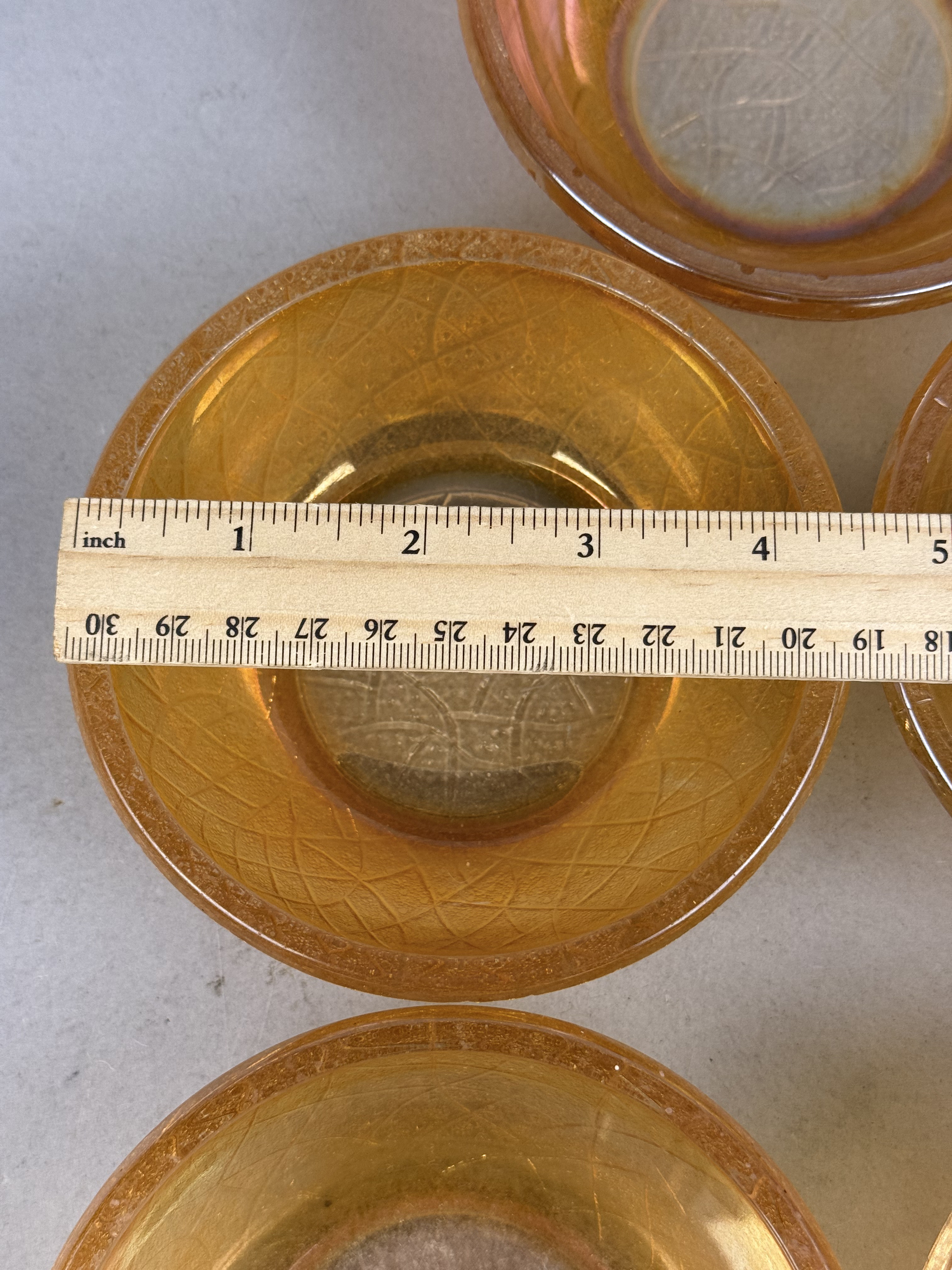 Marigold Carnival Glass Iridescent Bowls
