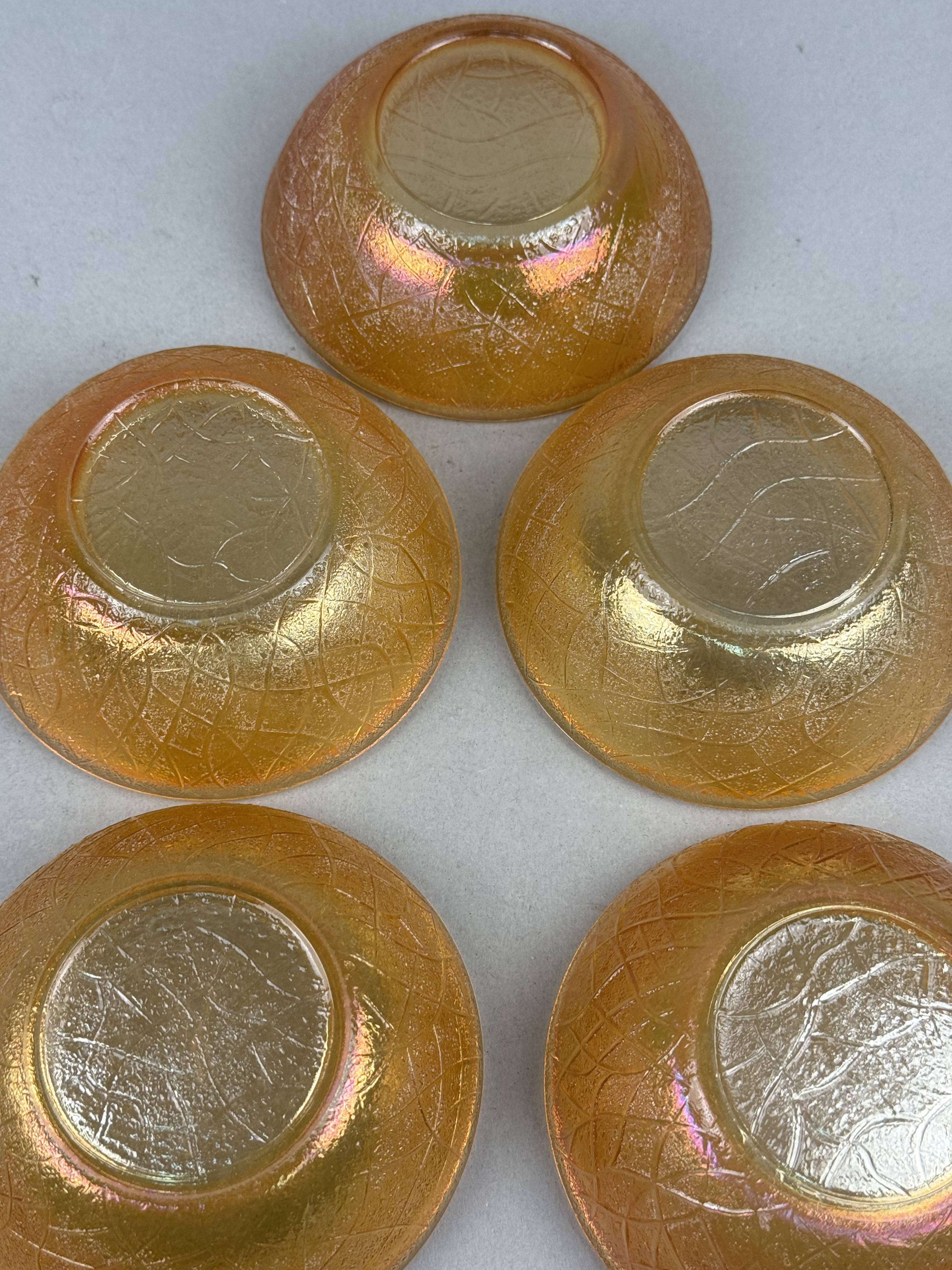 Marigold Carnival Glass Iridescent Bowls