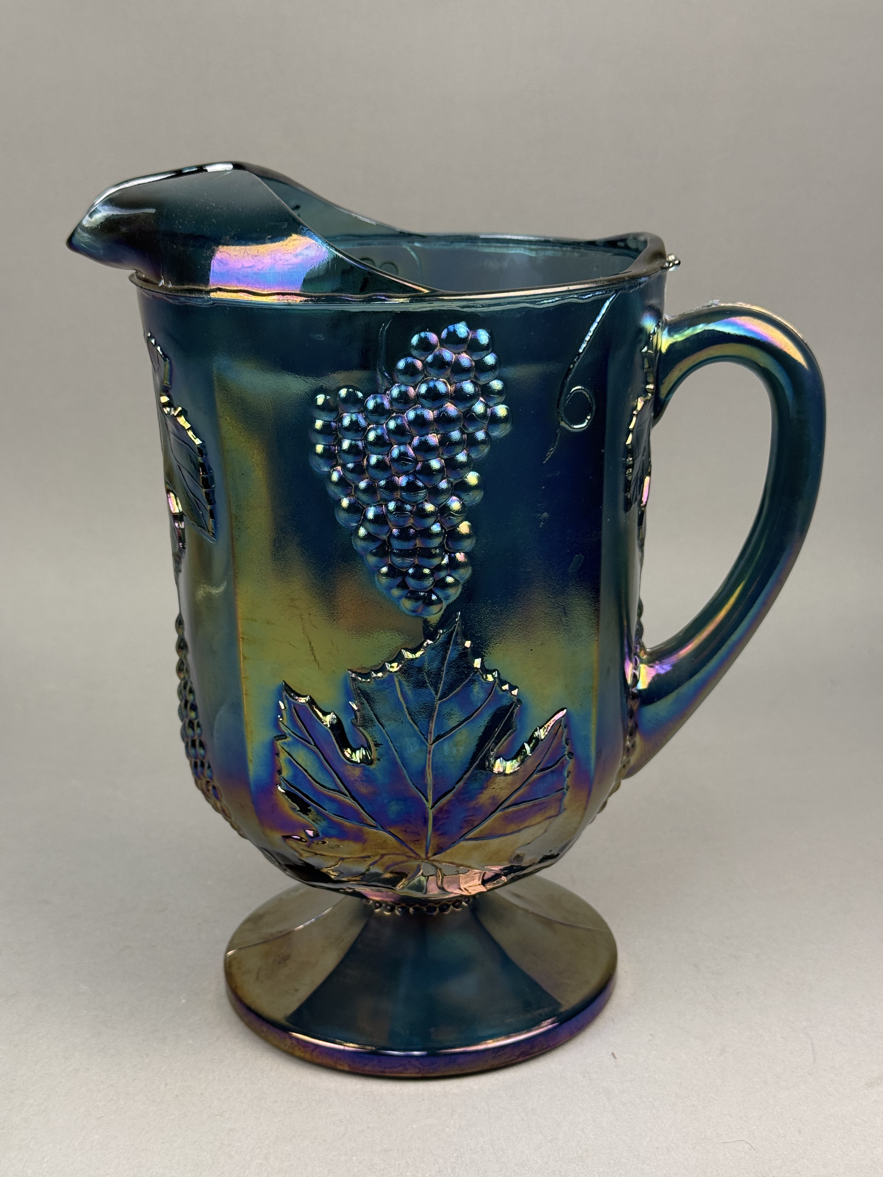 Indiana Glass Harvest Grape Carnival Glass Pitcher
