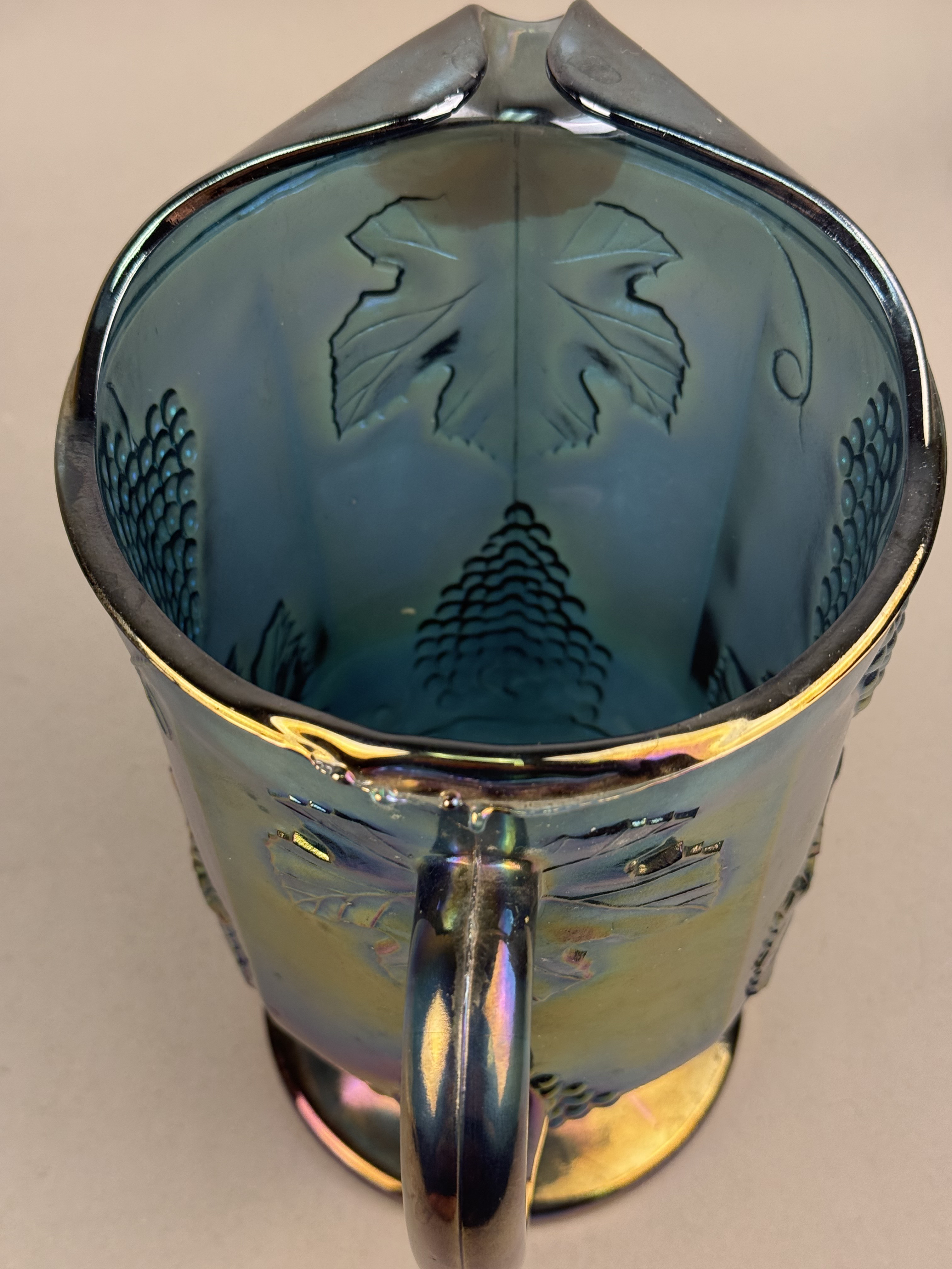 Indiana Glass Harvest Grape Carnival Glass Pitcher