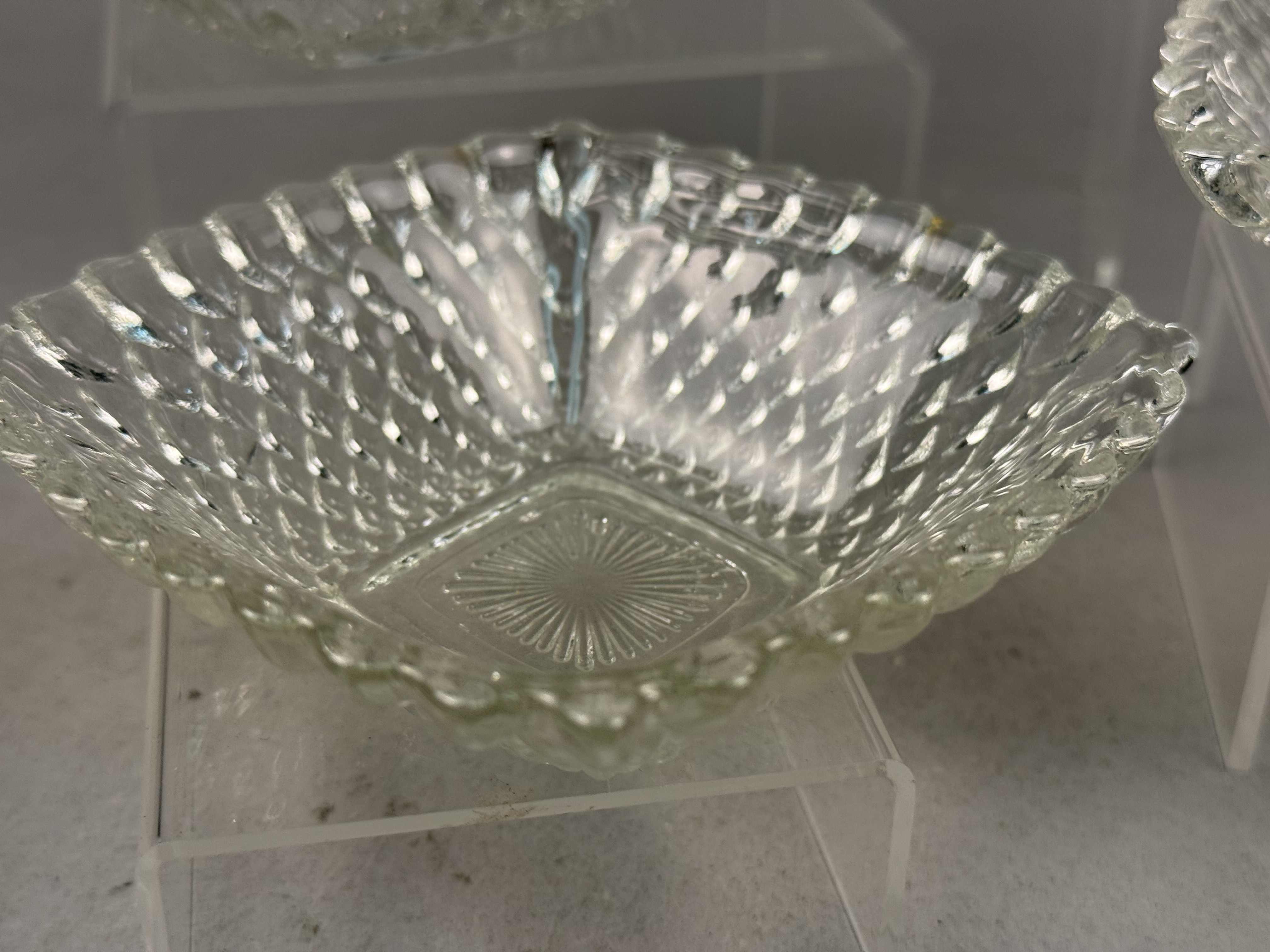 Indiana Glass Clear Diamond Point Square Bowls