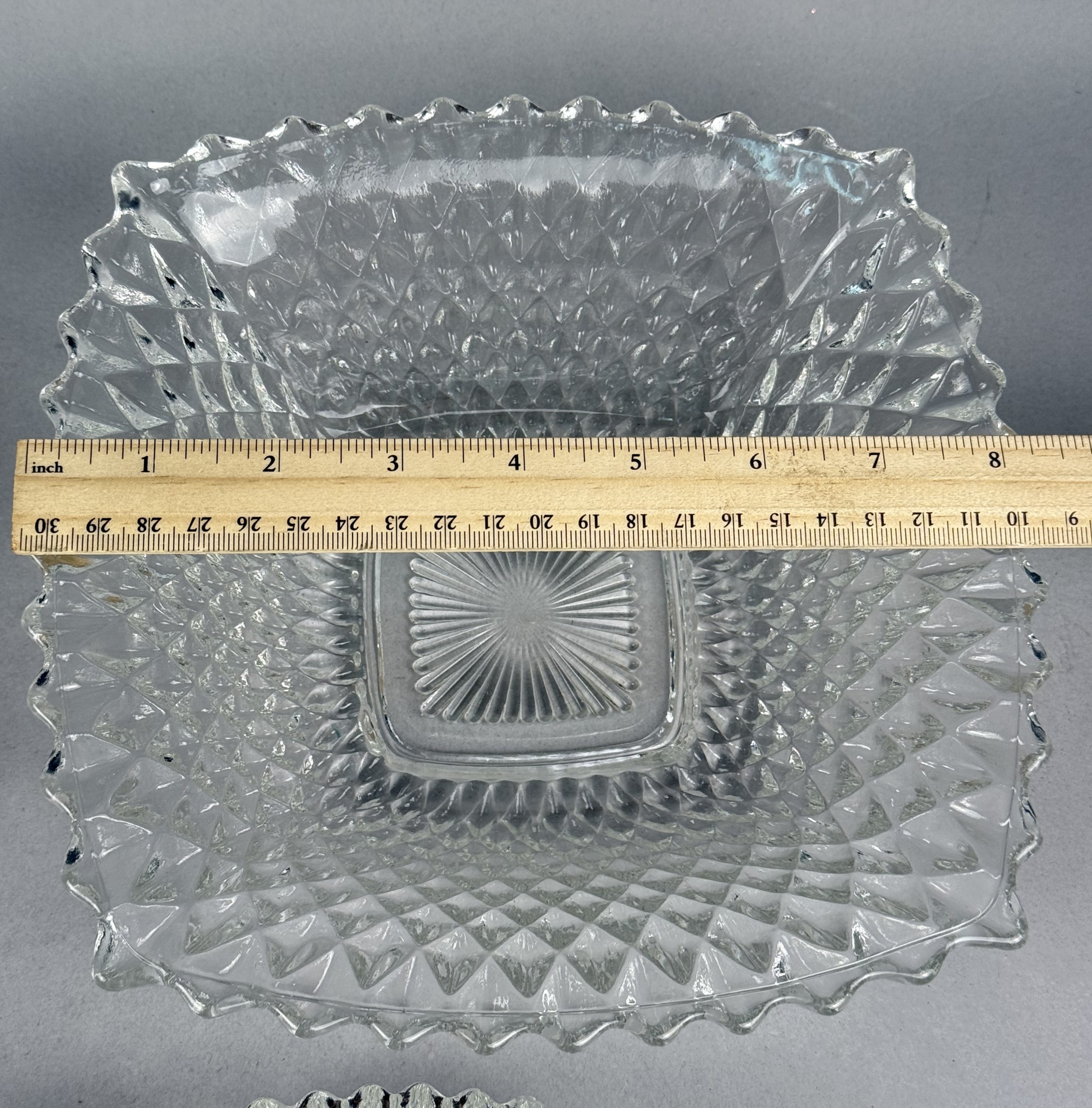 Indiana Glass Clear Diamond Point Square Bowls