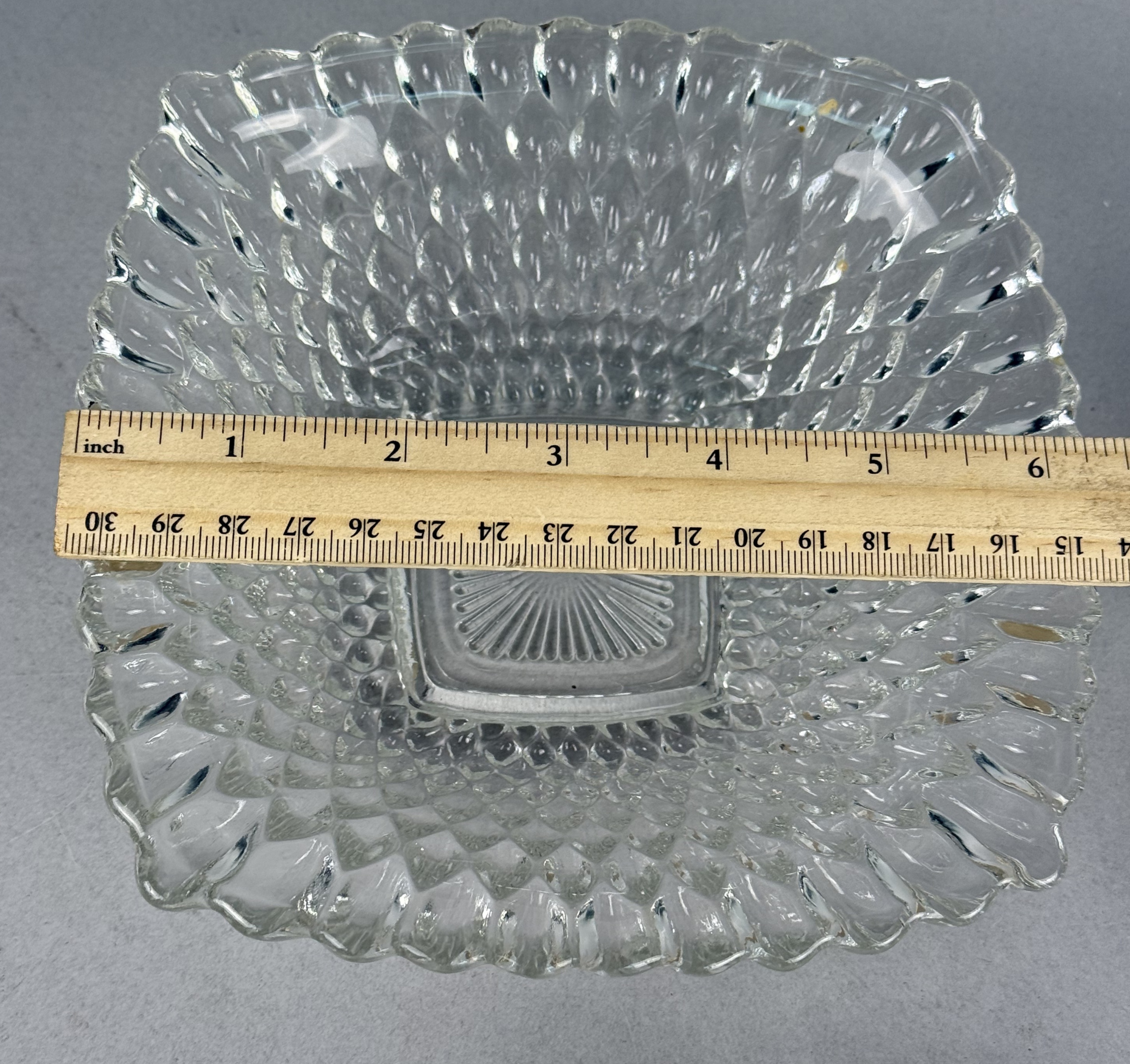 Indiana Glass Clear Diamond Point Square Bowls