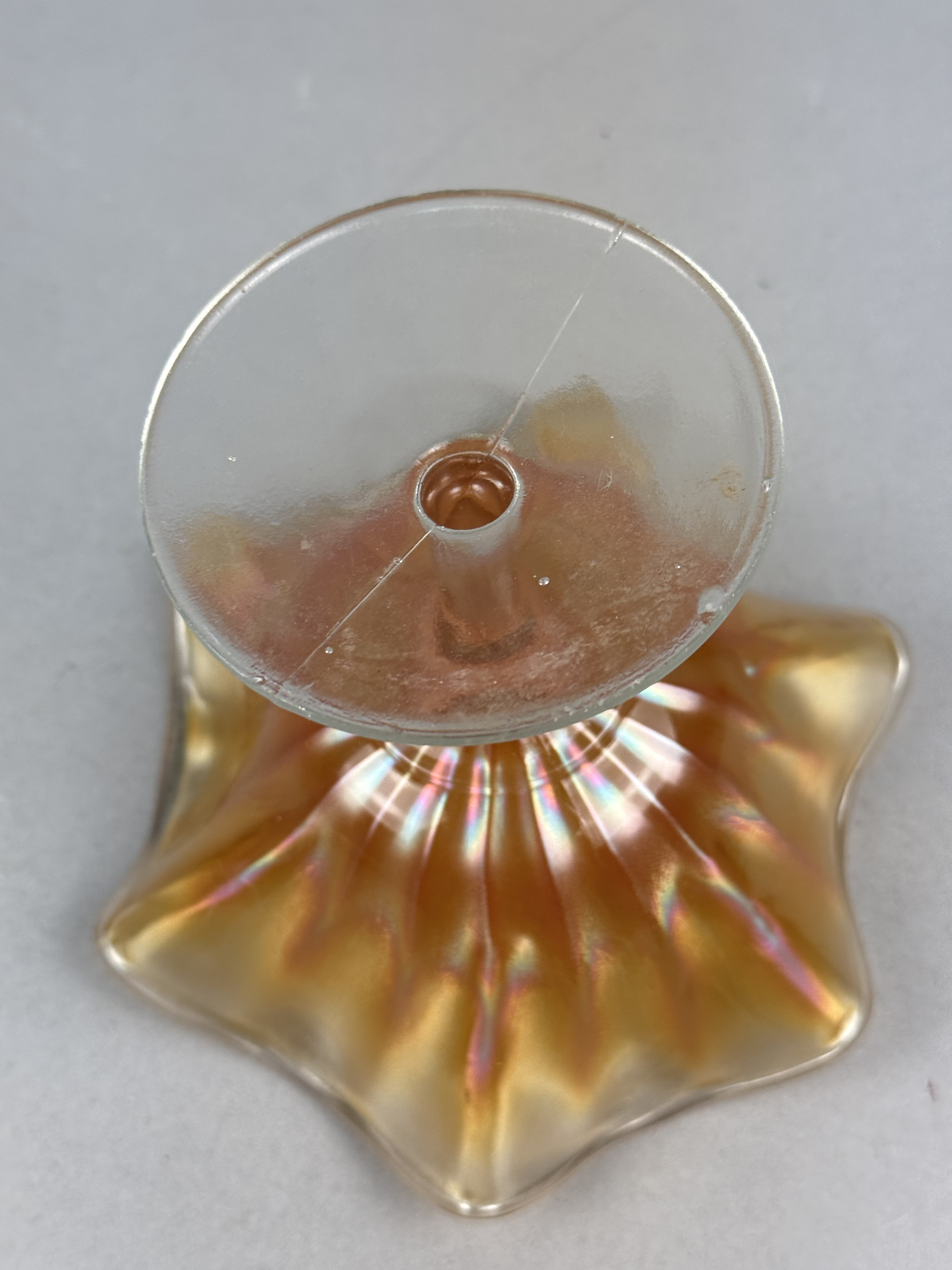 Marigold Carnival Glass Ruffled Compote
